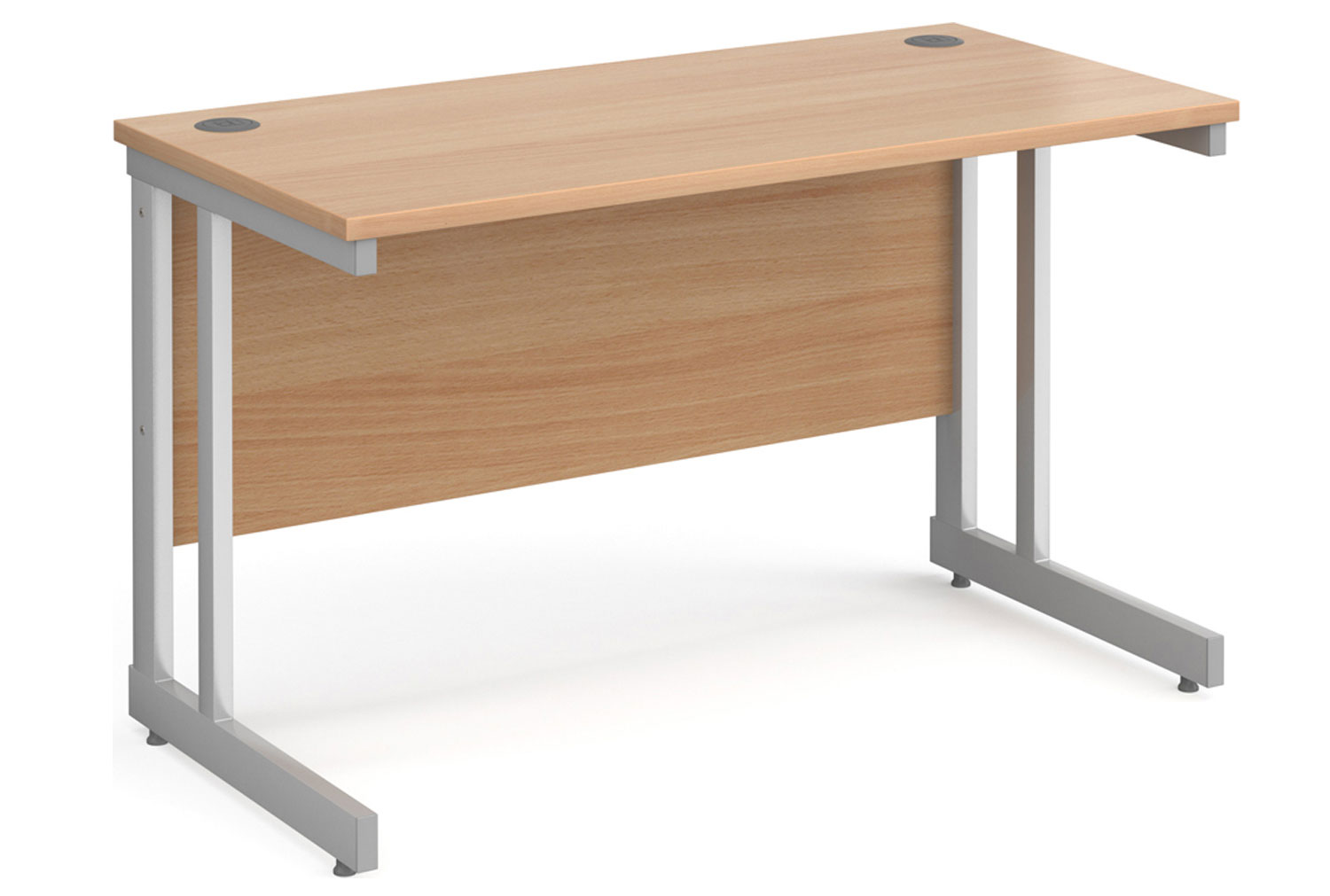 All Beech Double C-Leg Narrow Rectangular Office Desk, 120w60dx73h (cm), Fully Installed