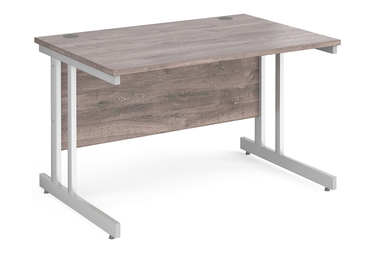 All Grey Oak Double C-Leg Rectangular Office Desk, 120wx80dx73h (cm)