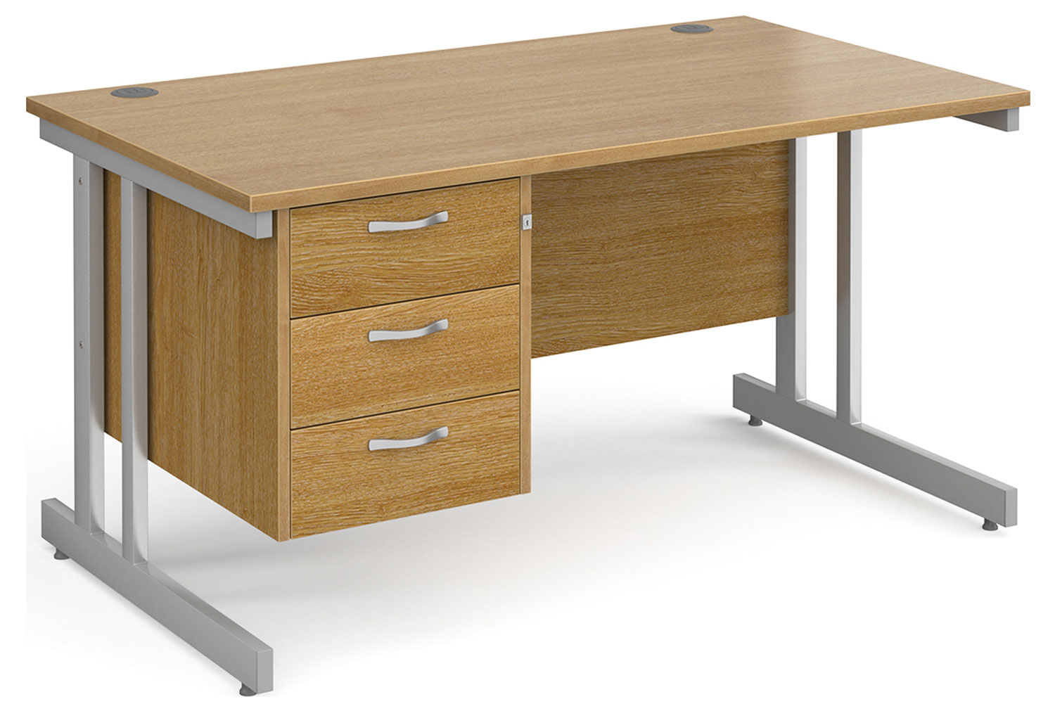 All Oak Double C-Leg Clerical Office Desk 3 Drawer, 140wx80dx73h (cm), Fully Installed
