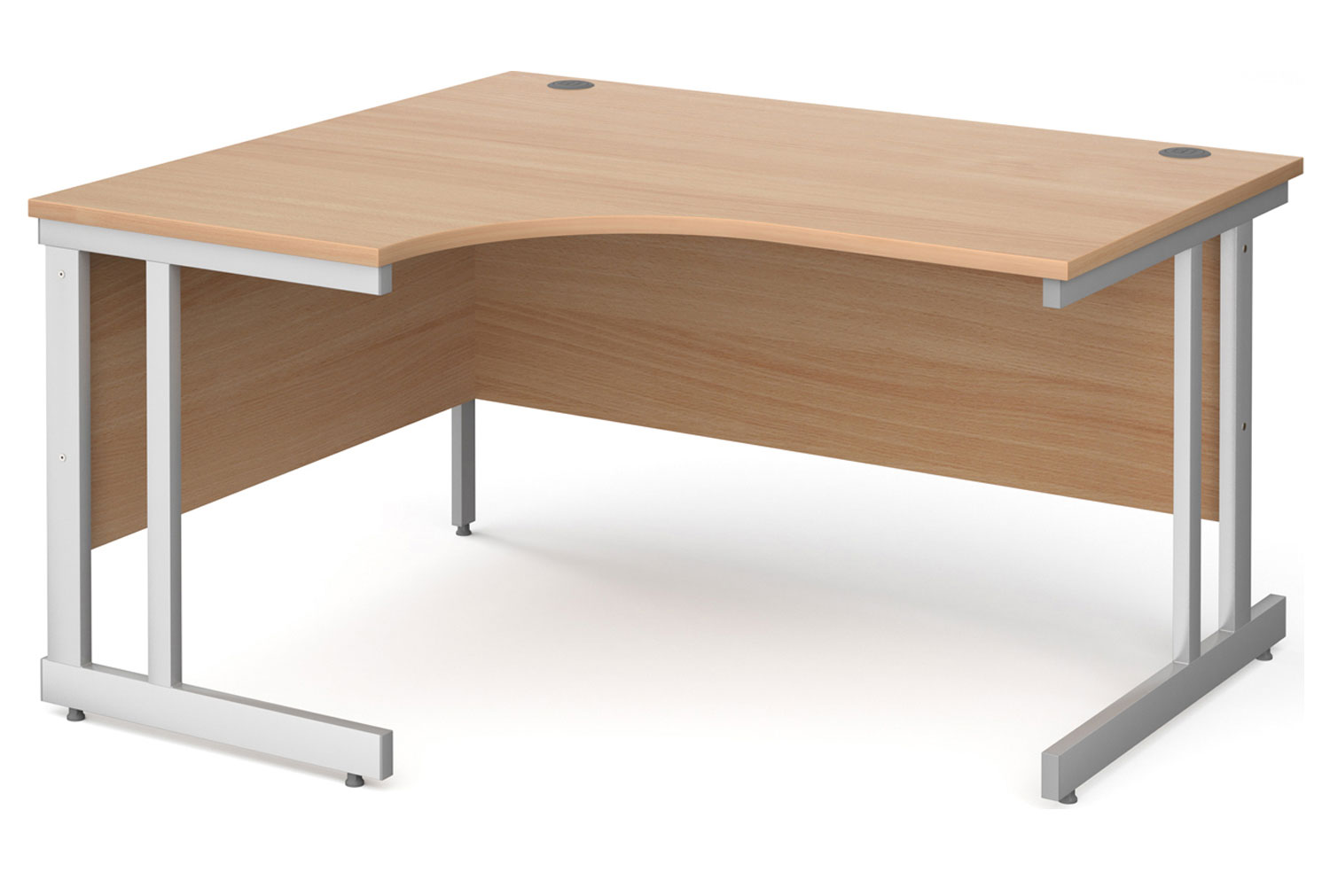 All Beech Double C-Leg Ergonomic Left Hand Office Desk, 140wx120/80dx73h (cm), Fully Installed