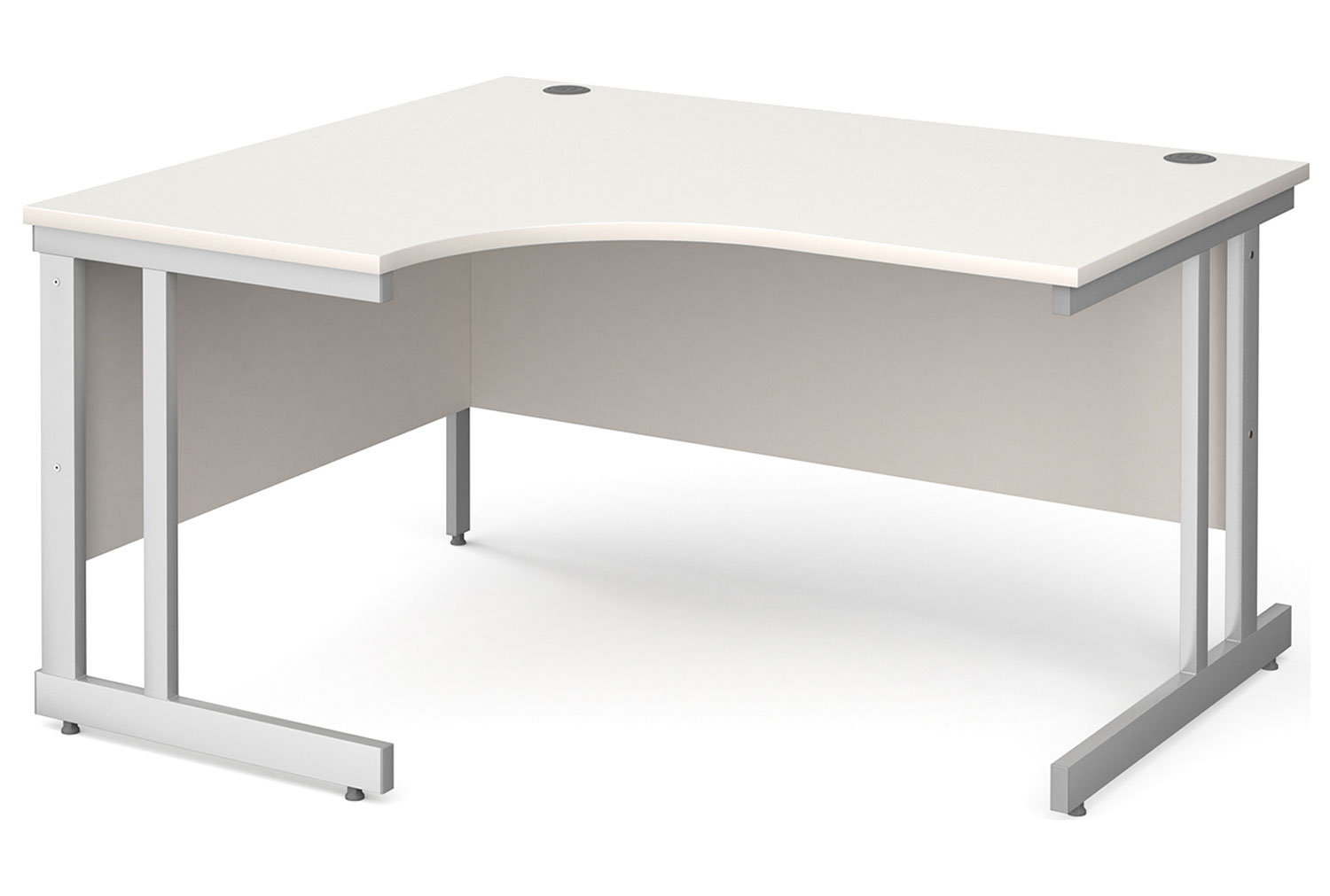 All White Double C-Leg Ergonomic Left Hand Office Desk, 140wx120/80dx73h (cm)