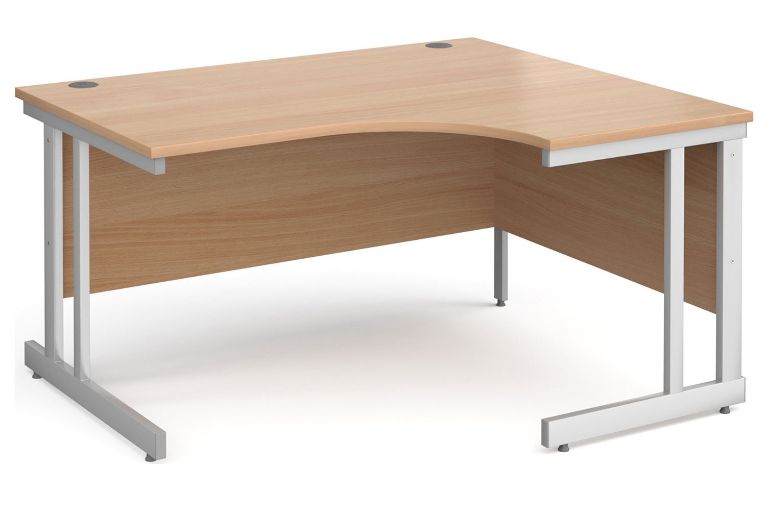 All Beech Double C-Leg Ergonomic Right Hand Office Desk, 140wx120/80dx73h (cm), Express Delivery