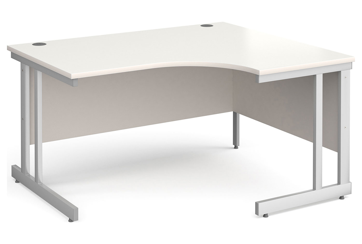 All White Double C-Leg Ergonomic Right Hand Office Desk, 140wx120/80dx73h (cm)
