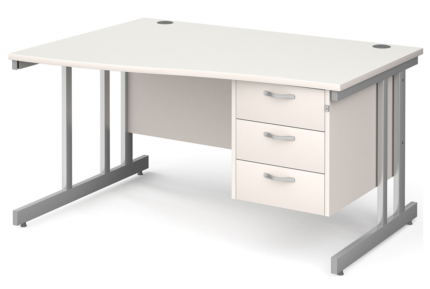 Tully II Left Hand Wave Office Desk 3 Drawers, 140wx99/80dx73h (cm), White