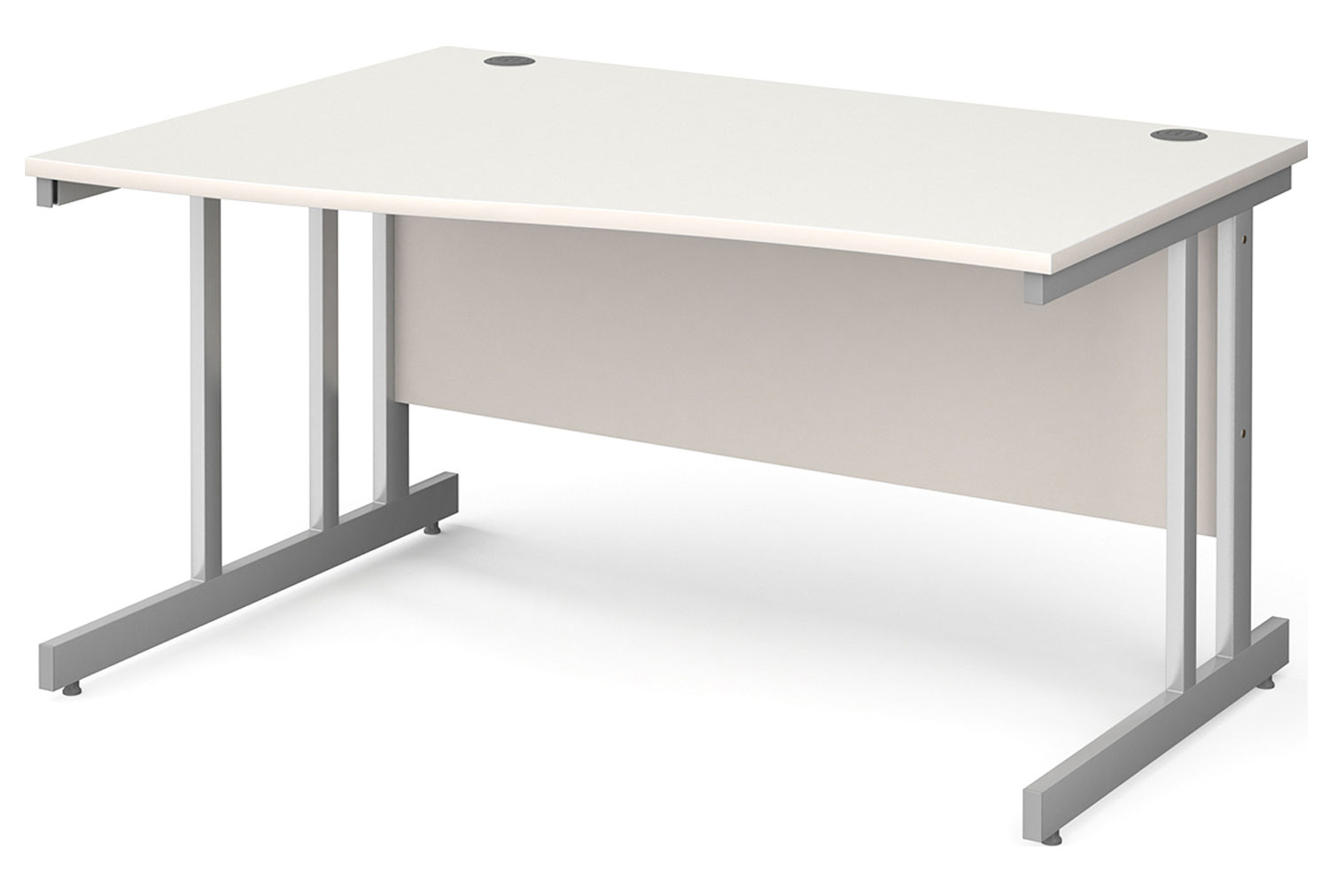 All White Double C-Leg Wave Left Hand Office Desk, 140wx99/80dx73h (cm), Fully Installed
