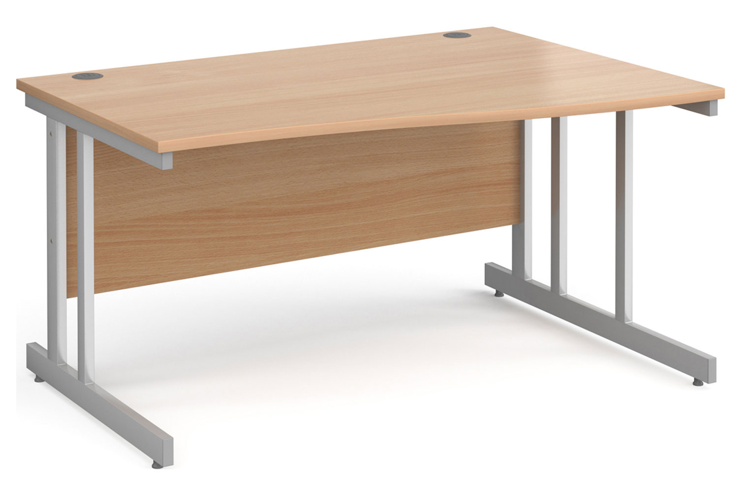 All Beech Double C-Leg Wave Right Hand Office Desk, 140wx99/80dx73h (cm), Fully Installed