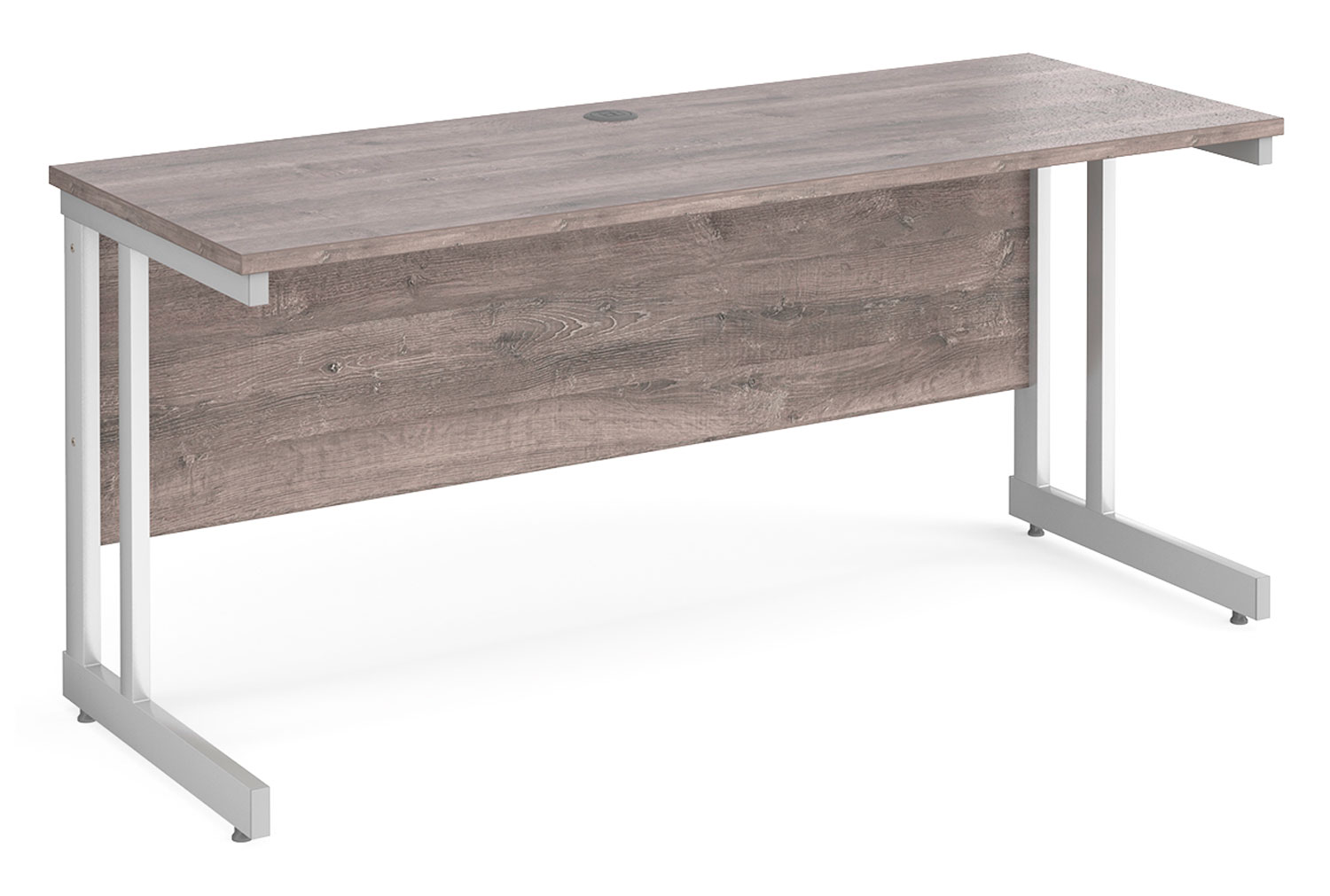 All Grey Oak Double C-Leg Narrow Rectangular Office Desk, 160w60dx73h (cm), Fully Installed