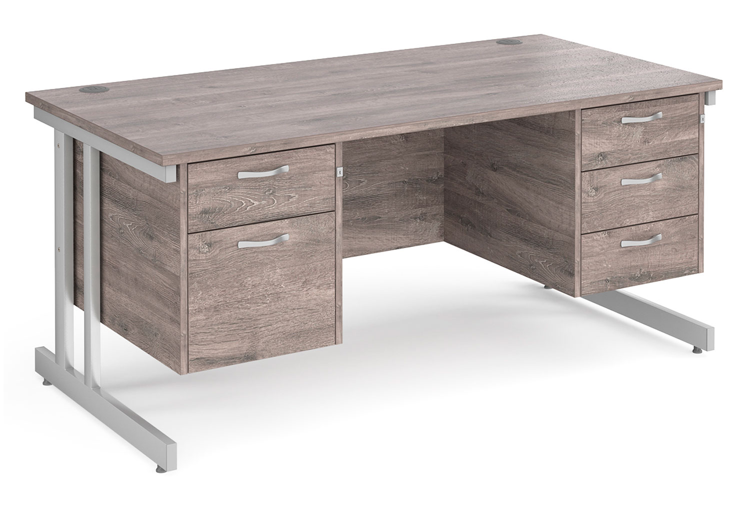 All Grey Oak Double C-Leg Executive Office Desk 2+3 Drawers, 160wx80dx73h (cm)