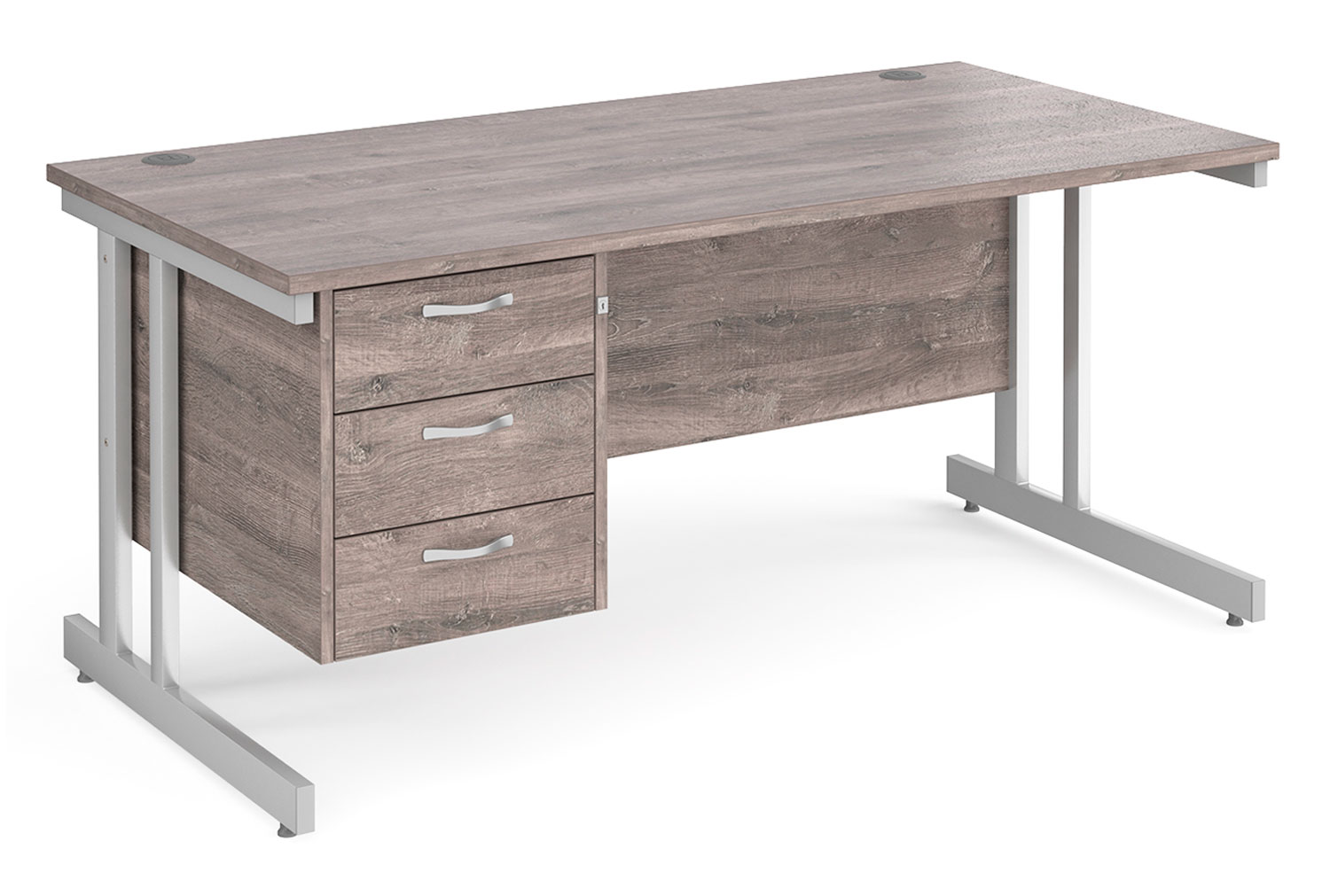 Tully II Rectangular Office Desk 3 Drawers, 160wx80dx73h (cm), Grey Oak, Fully Installed