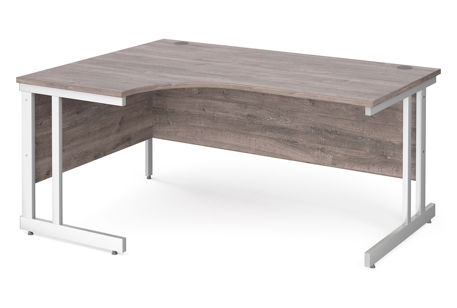 All Grey Oak Double C-Leg Ergonomic Left Hand Office Desk, 160wx120/80dx73h (cm)