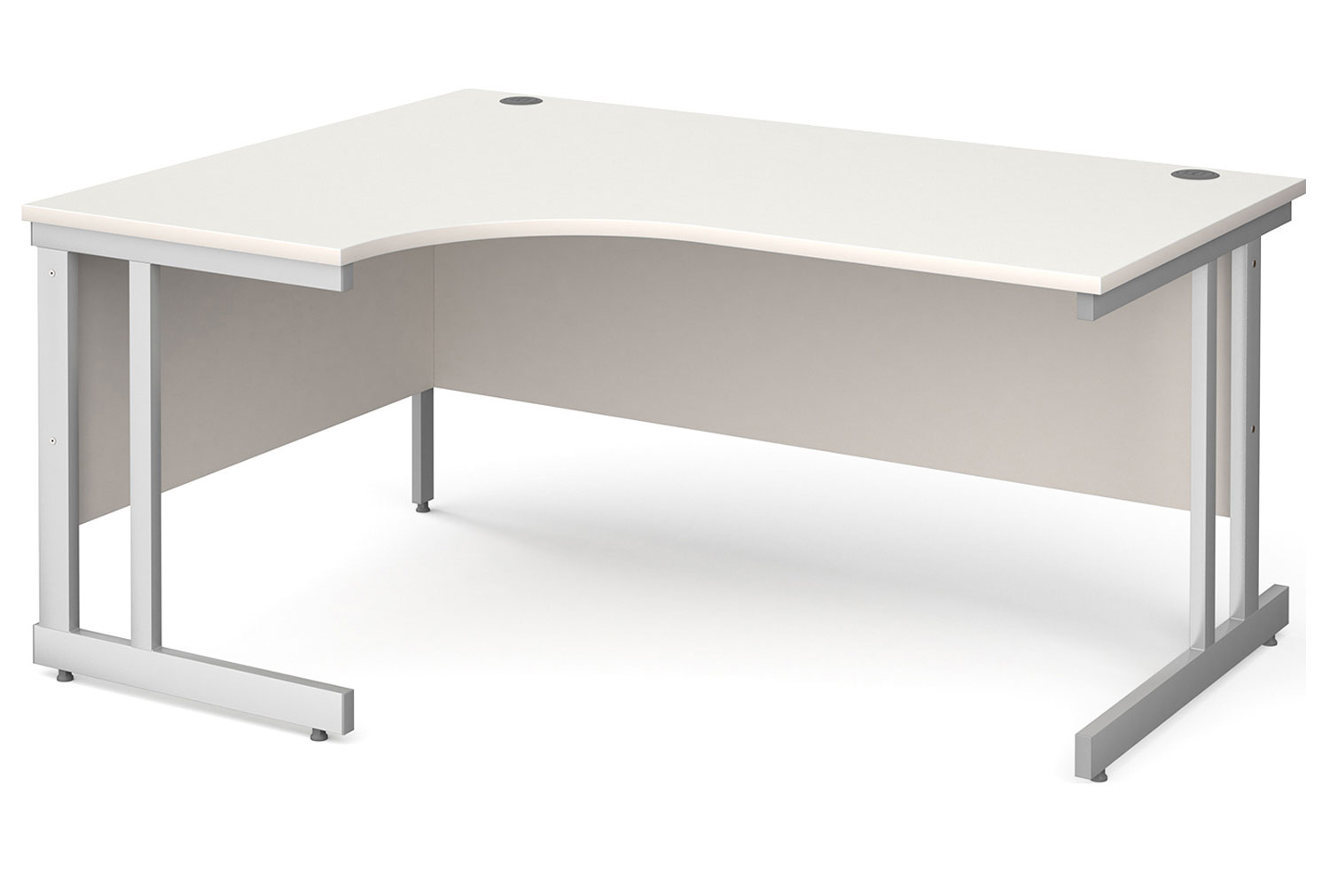 All White Double C-Leg Ergonomic Left Hand Office Desk, 160wx120/80dx73h (cm)