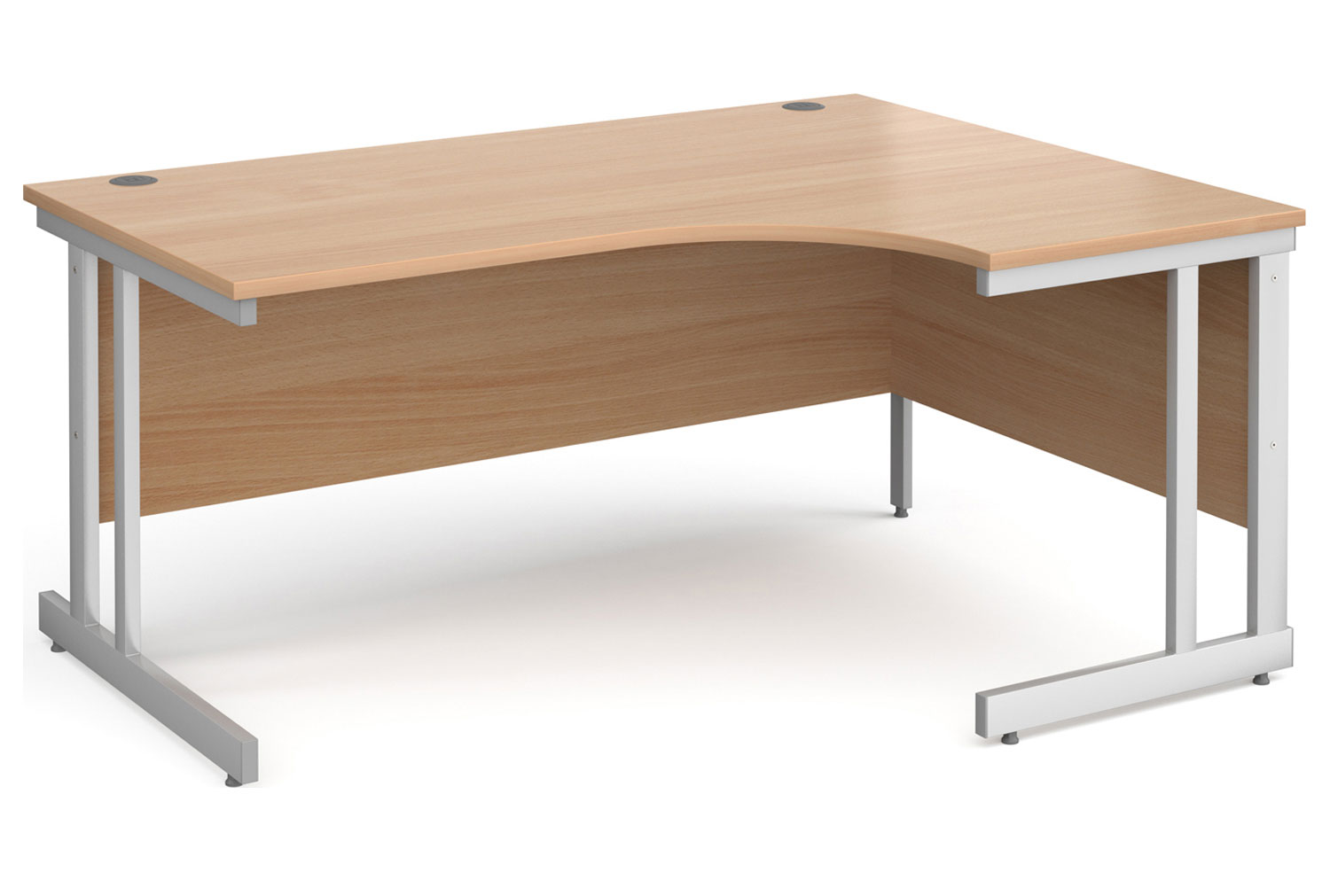Tully II Right Hand Ergonomic Office Desk, 160wx120/80dx73h (cm), Beech, Express Delivery