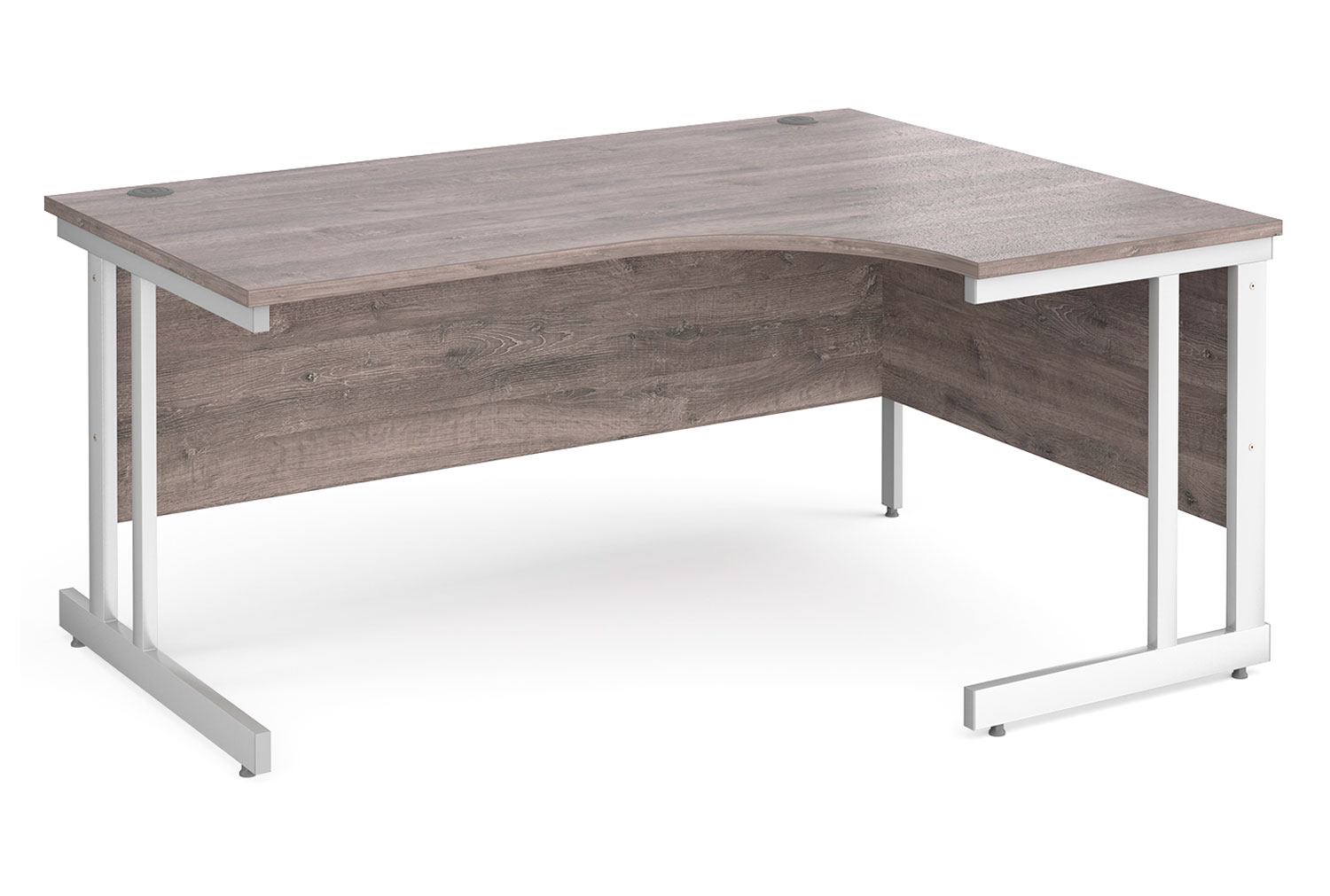 All Grey Oak Double C-Leg Ergonomic Right Hand Office Desk, 160wx120/80dx73h (cm)