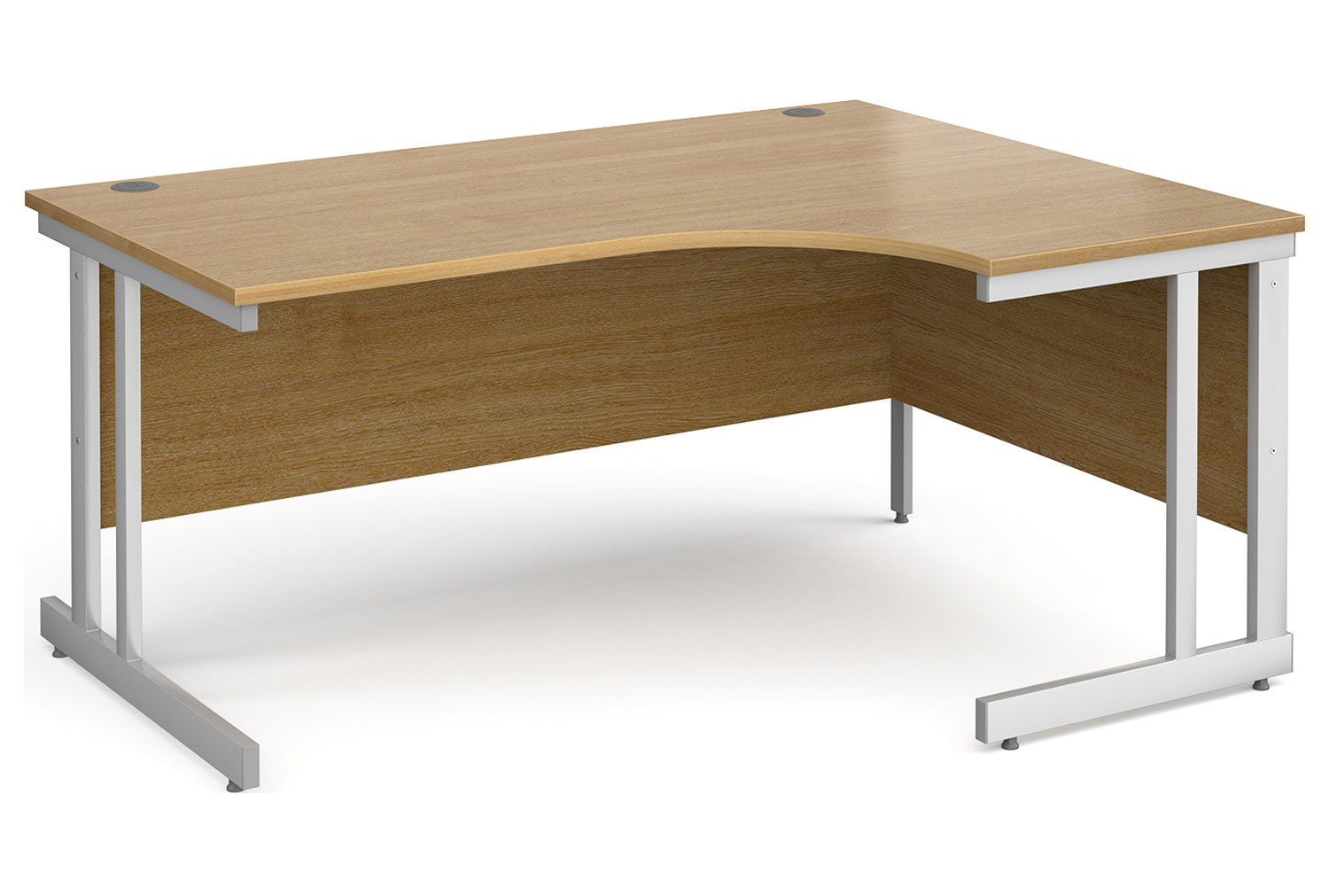 All Oak Double C-Leg Ergonomic Right Hand Office Desk, 160wx120/80dx73h (cm)
