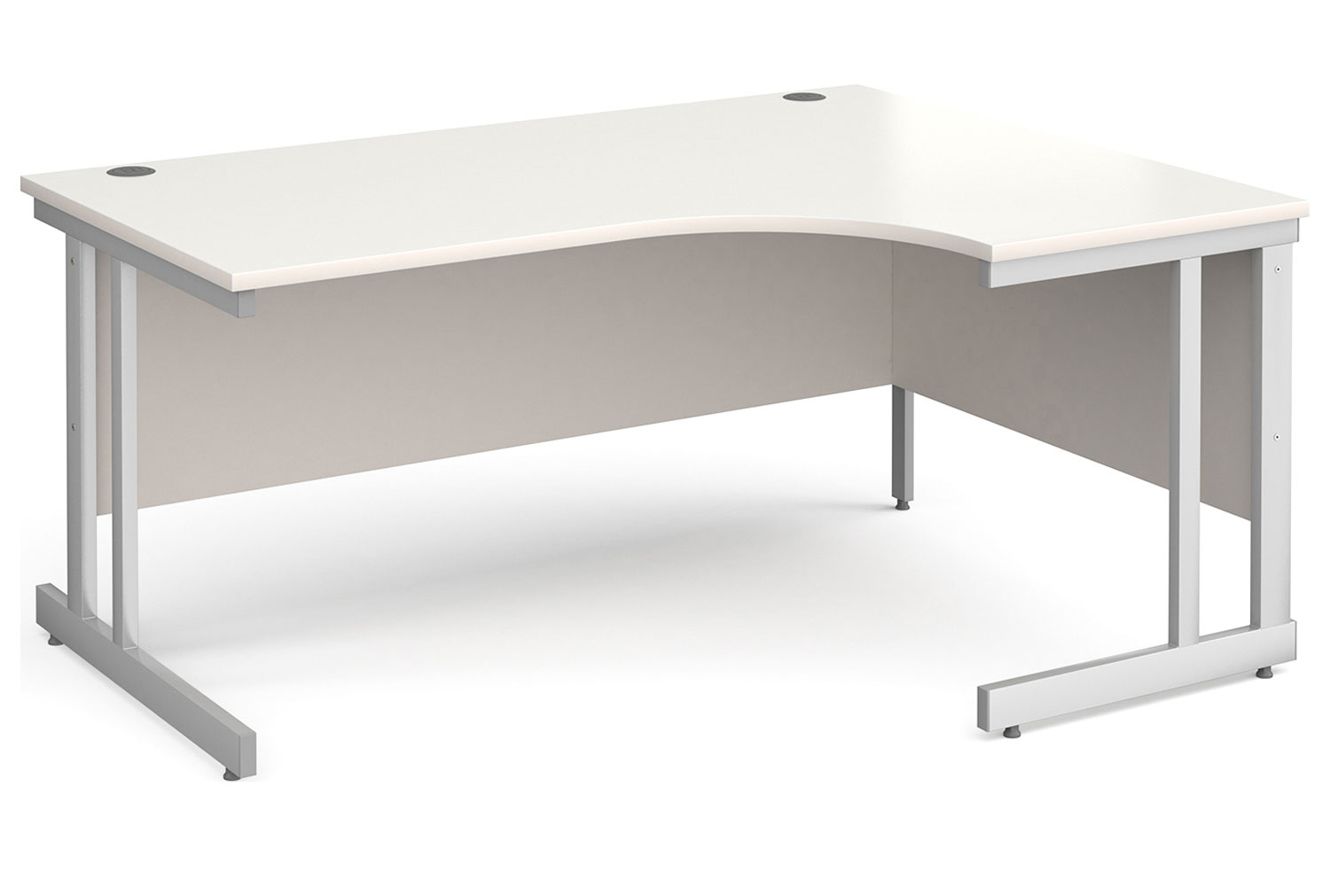 All White Double C-Leg Ergonomic Right Hand Office Desk, 160wx120/80dx73h (cm)