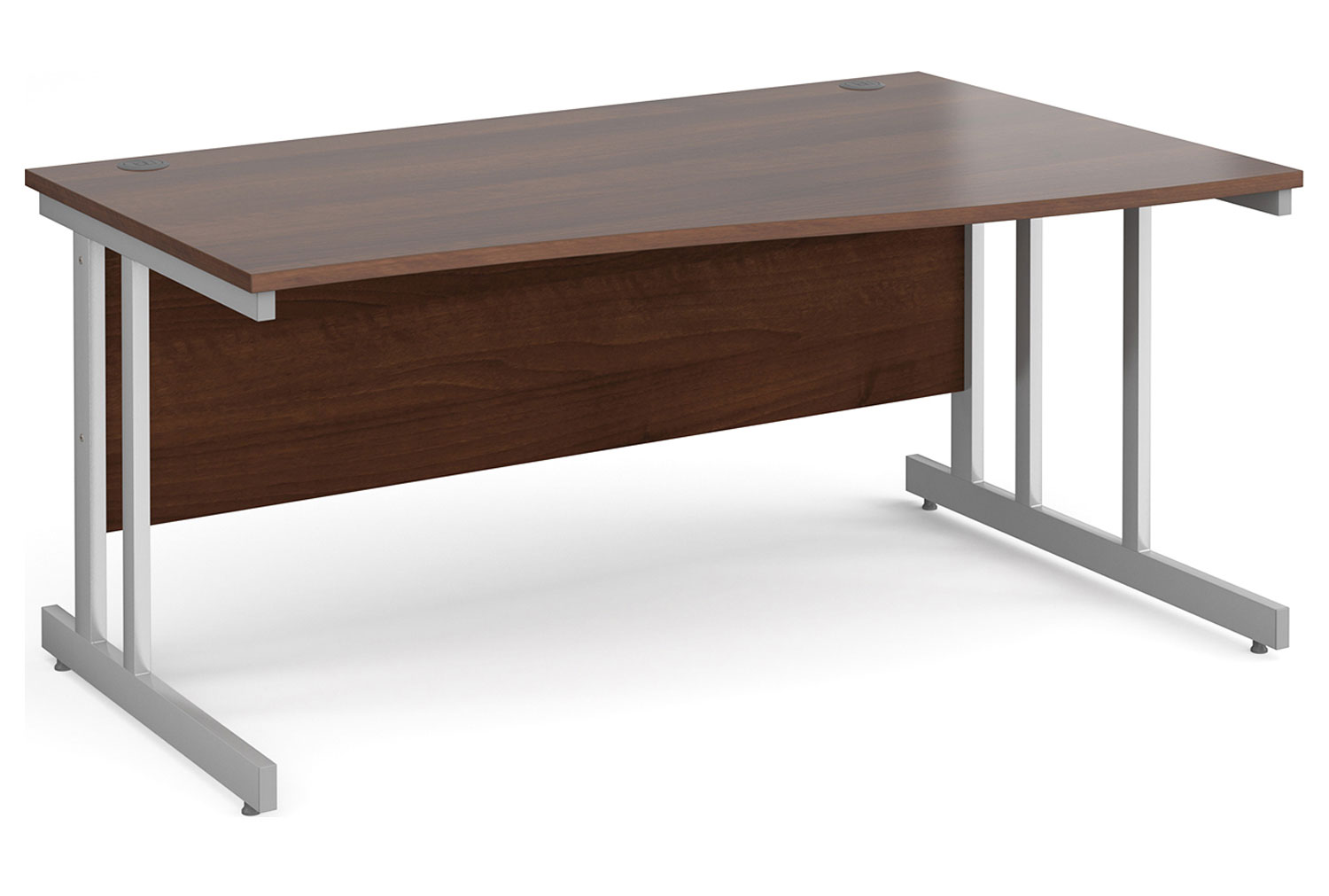 All Walnut Double C-Leg Wave Right Hand Office Desk, 160wx99/80dx73h (cm), Fully Installed