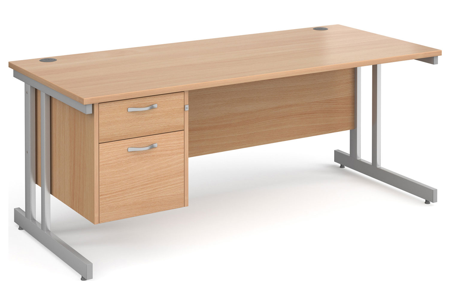 All Beech Double C-Leg Clerical Office Desk 2 Drawer, 180wx80dx73h (cm), Express Delivery