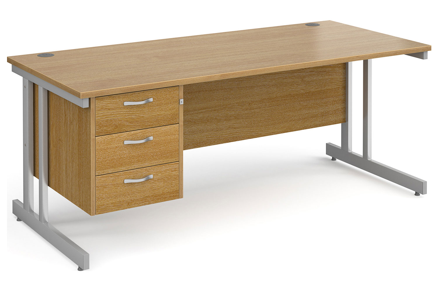 Tully II Rectangular Office Desk 3 Drawers, 180wx80dx73h (cm), Oak