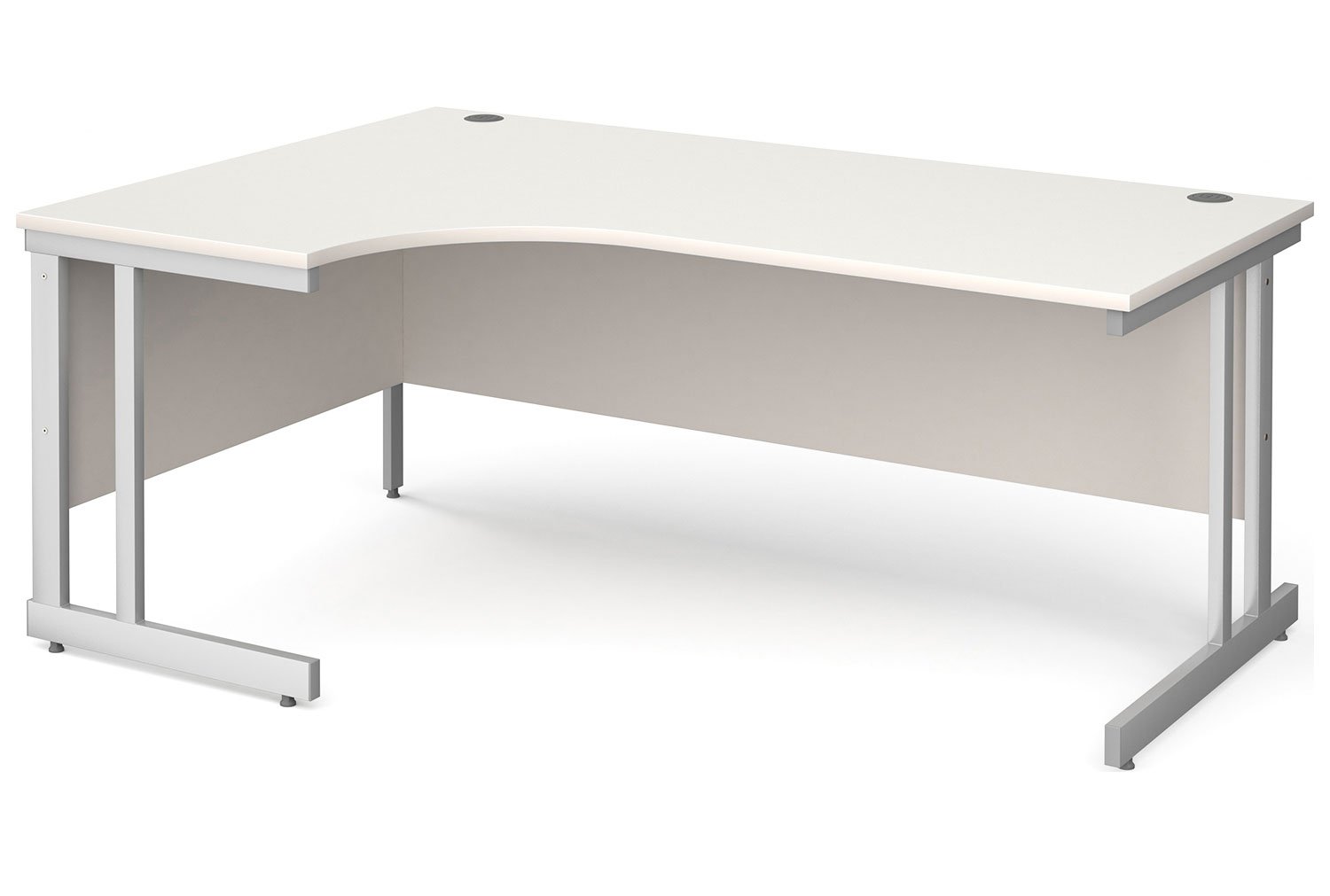 All White Double C-Leg Ergonomic Left Hand Office Desk, 180wx120/80dx73h (cm), Express Delivery