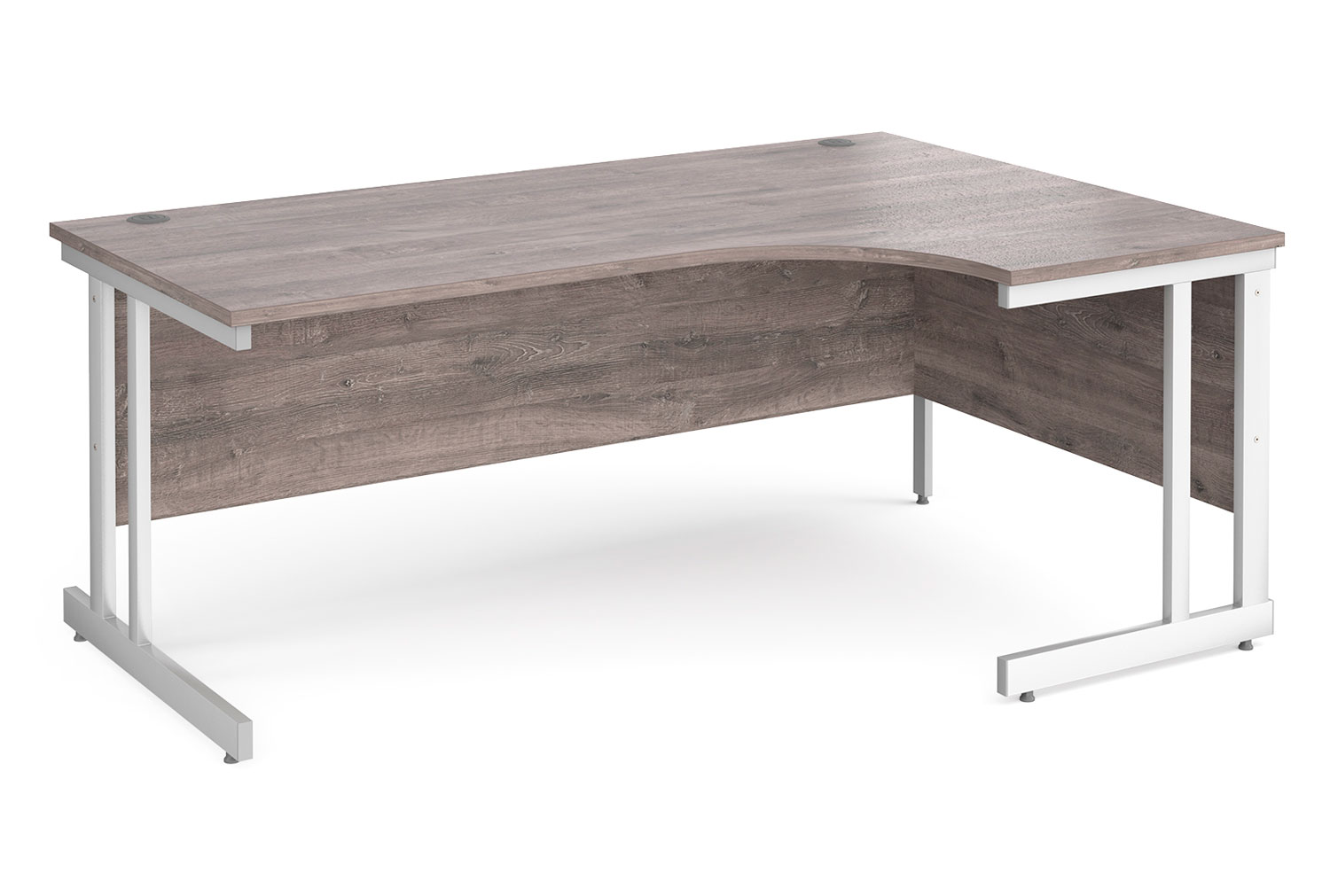 All Grey Oak Double C-Leg Ergonomic Right Hand Office Desk, 180wx120/80dx73h (cm), Fully Installed