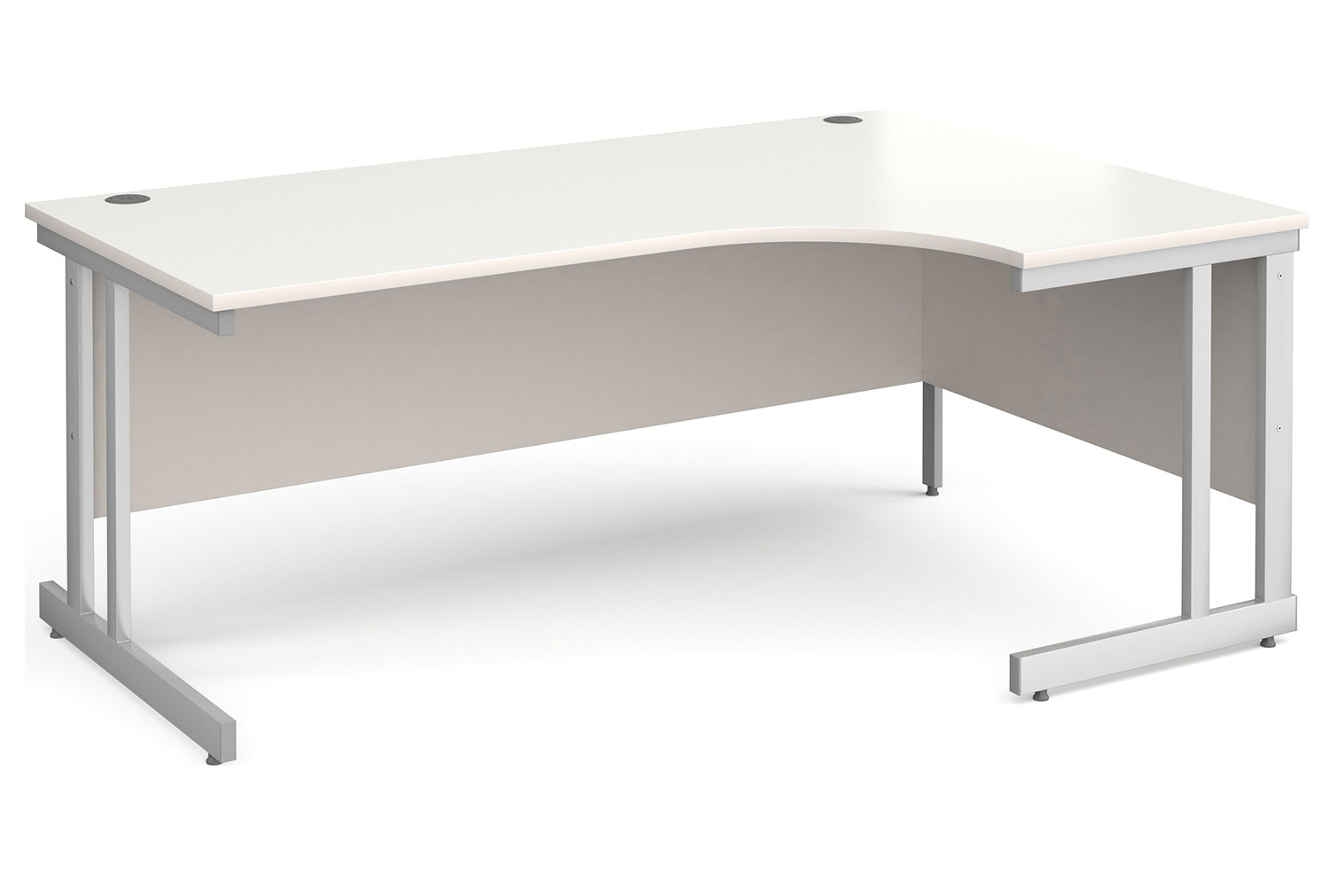 All White Double C-Leg Ergonomic Right Hand Office Desk, 180wx120/80dx73h (cm), Express Delivery