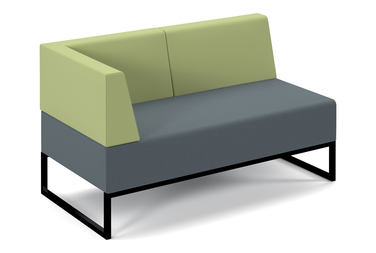 Fuse 2 Tone Double Bench With Full Back And Left Arm, Elapse Grey Seat/Endurance Back