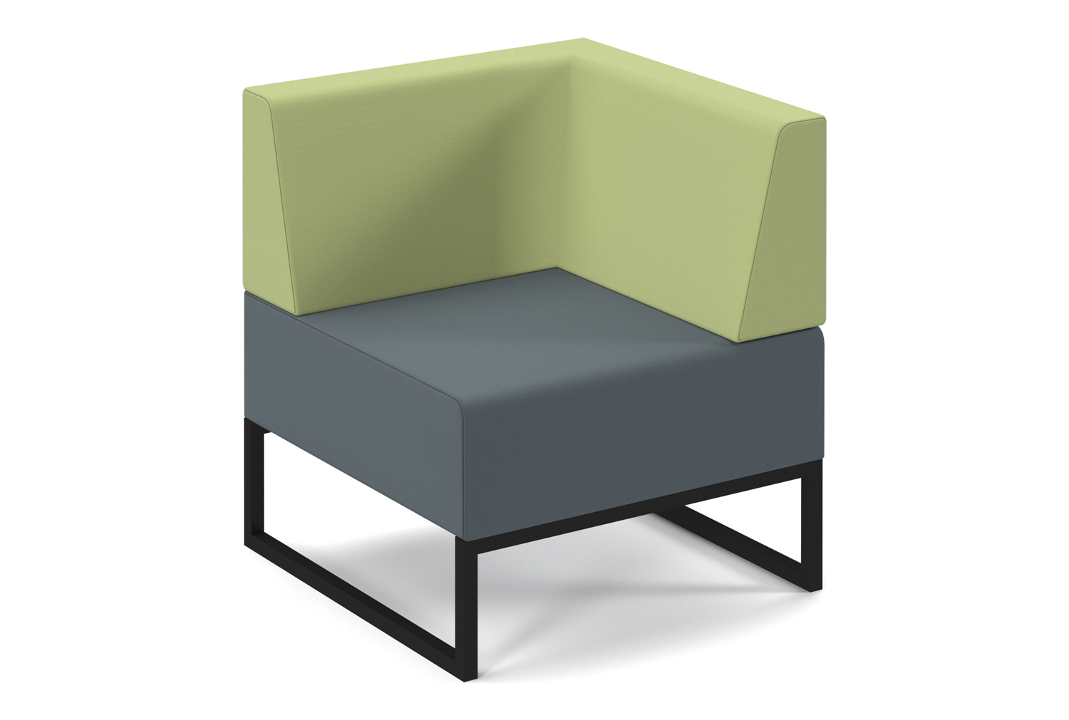 Fuse 2 Tone Single Seat With Back And Left Arm, Elapse Grey Seat/Endurance Green Back, Fully Installed