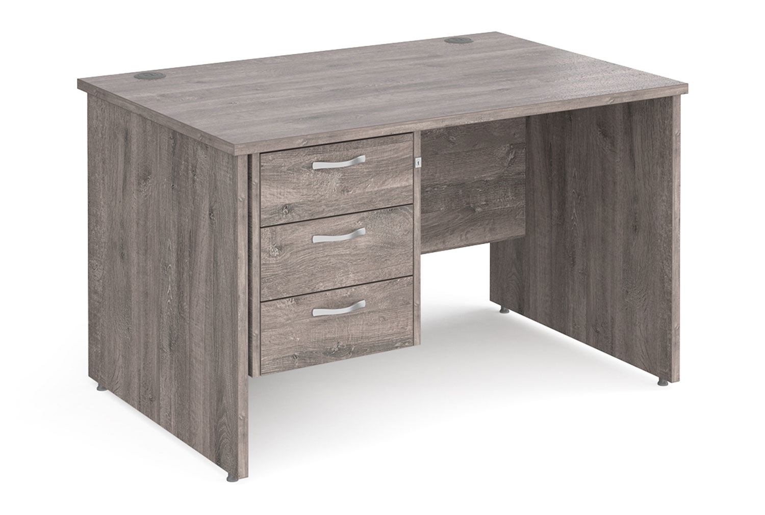 All Grey Oak Panel End Clerical Office Desk 3 Drawers, 120wx80dx73h (cm), Fully Installed