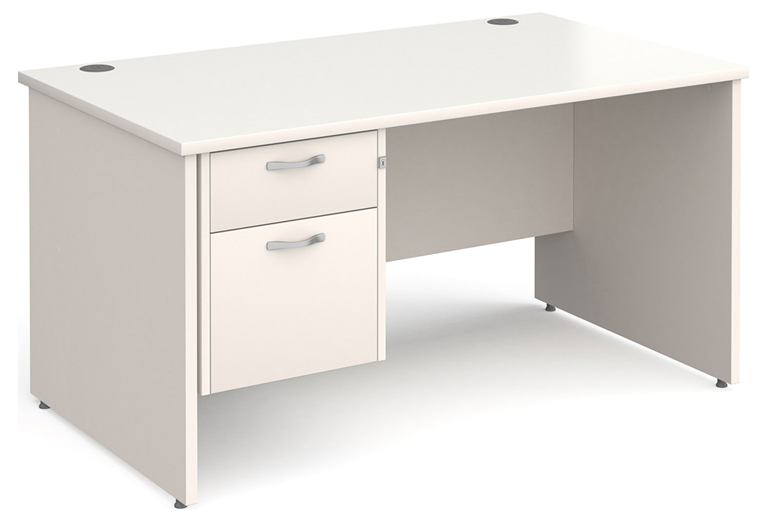 Tully Panel End Rectangular Office Desk 2 Drawers, 140wx80dx73h (cm), White