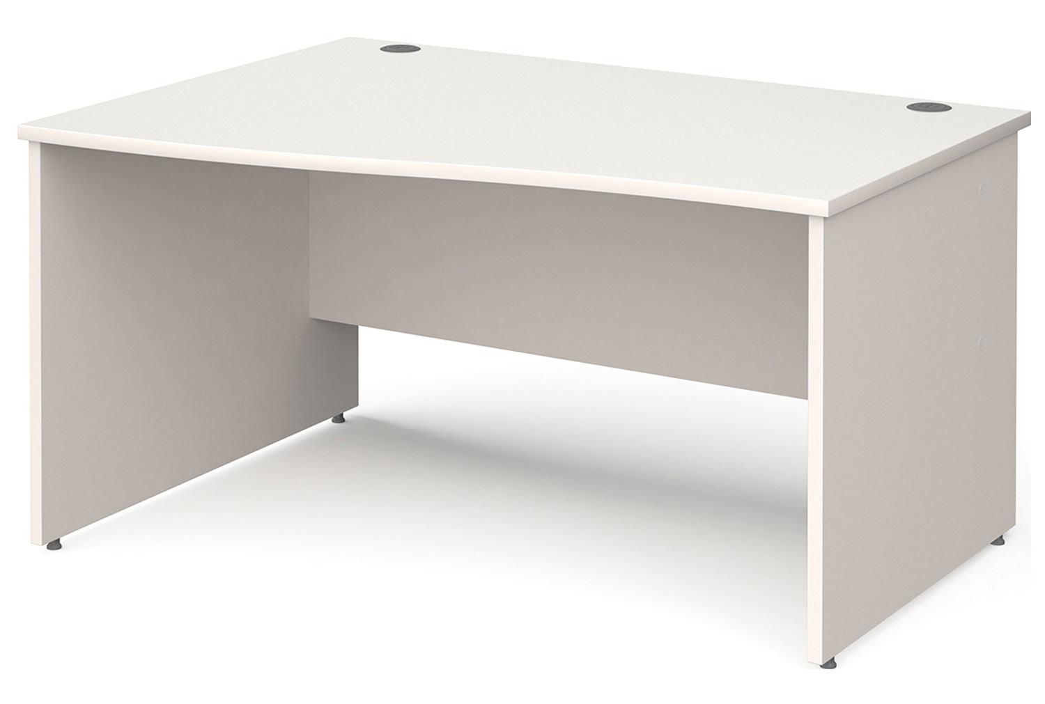 All White Panel End Left Hand Wave Office Desk, 140wx99/80dx73h (cm)