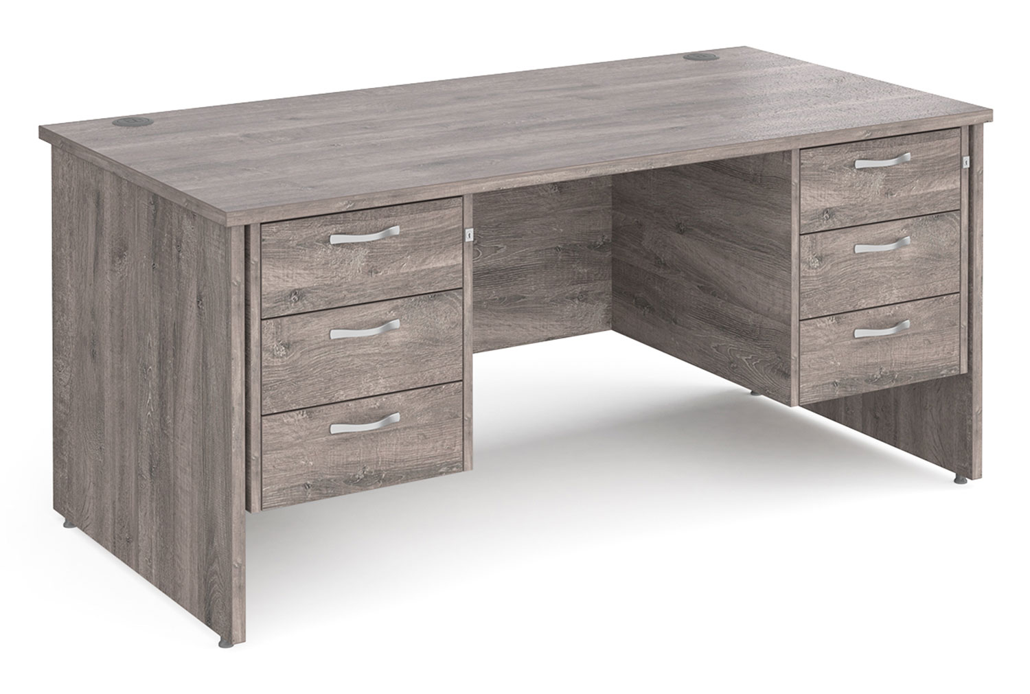 All Grey Oak Panel End Executive Office Desk 3+3 Drawers, 160wx80dx73h (cm)