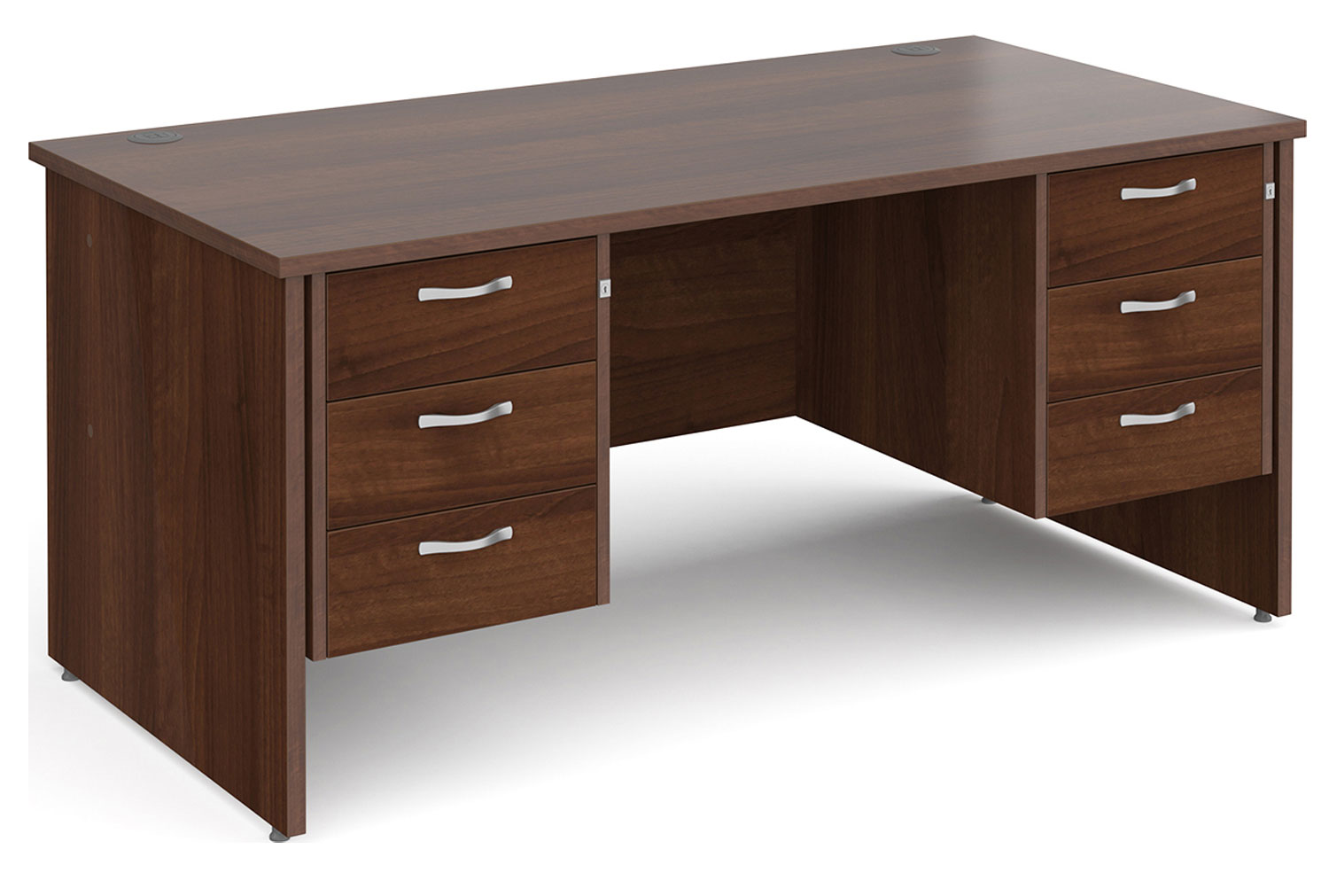 All Walnut Panel End Executive Office Desk 3+3 Drawers, 160wx80dx73h (cm), Express Delivery