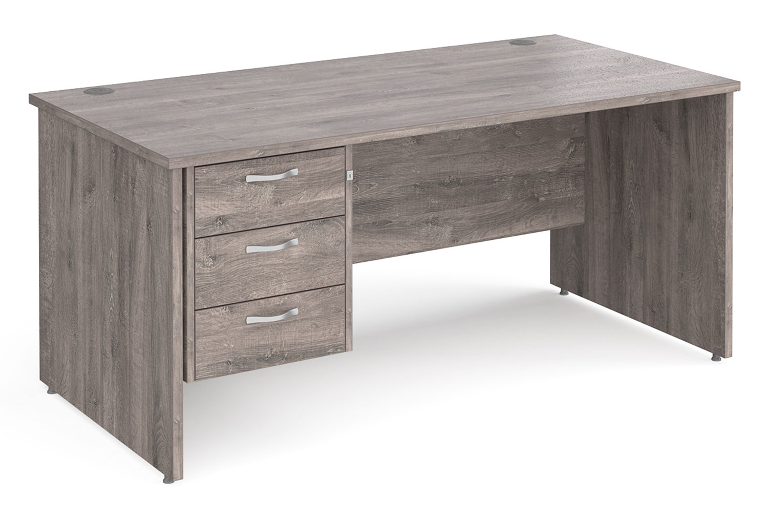 All Grey Oak Panel End Clerical Office Desk 3 Drawers, 160wx80dx73h (cm), Fully Installed