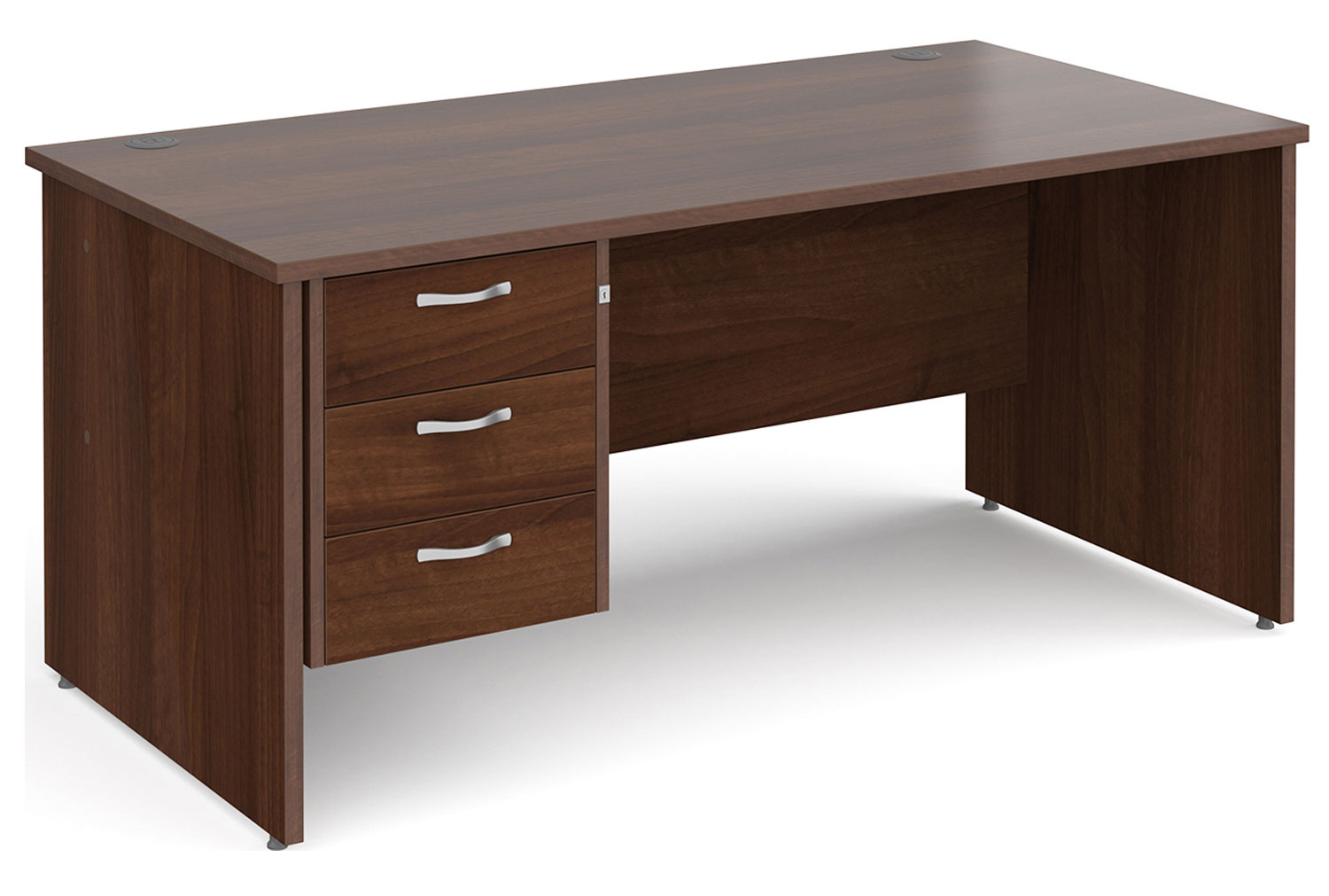 All Walnut Panel End Clerical Desk 3 Drawers