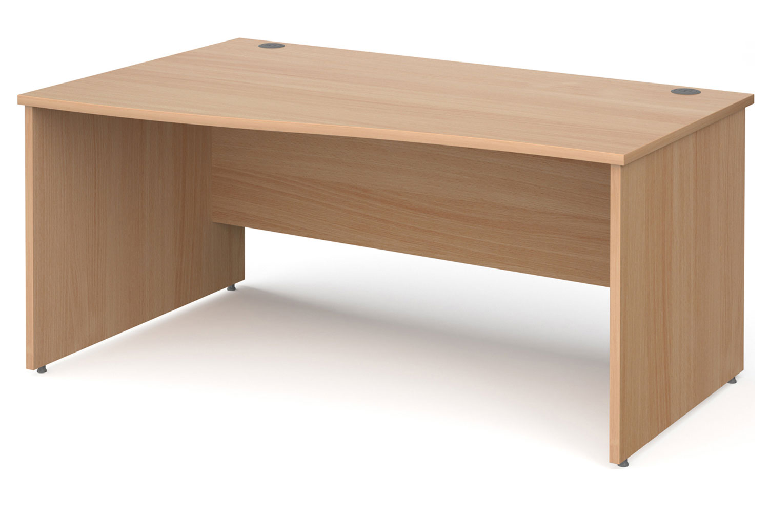 Tully Panel End Left Hand Wave Office Desk, 160wx99/80dx73h (cm), Beech, Fully Installed