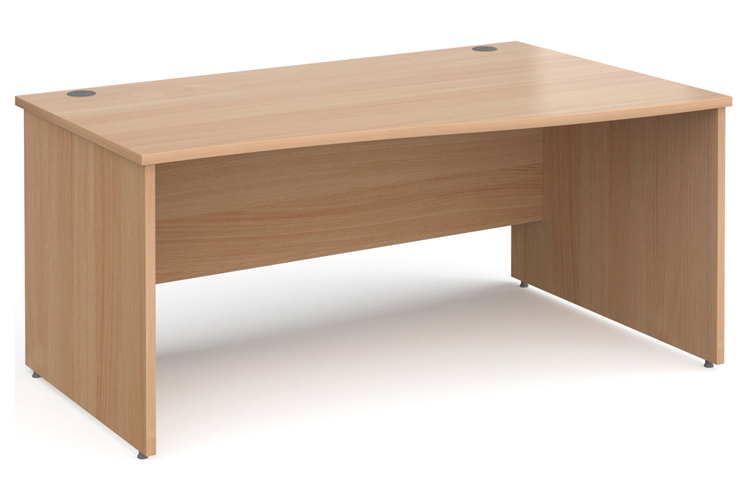 Tully Panel End Right Hand Wave Office Desk, 160wx99/80dx73h (cm), Beech, Fully Installed