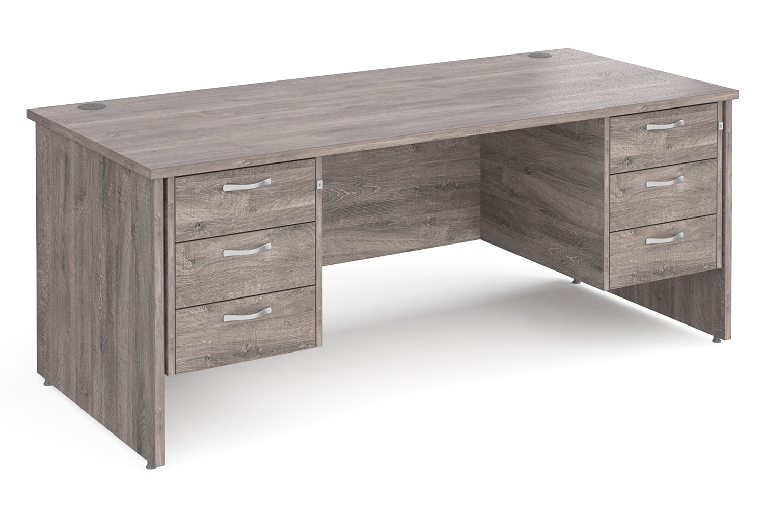 All Grey Oak Panel End Executive Office Desk 3+3 Drawers, 180wx80dx73h (cm)