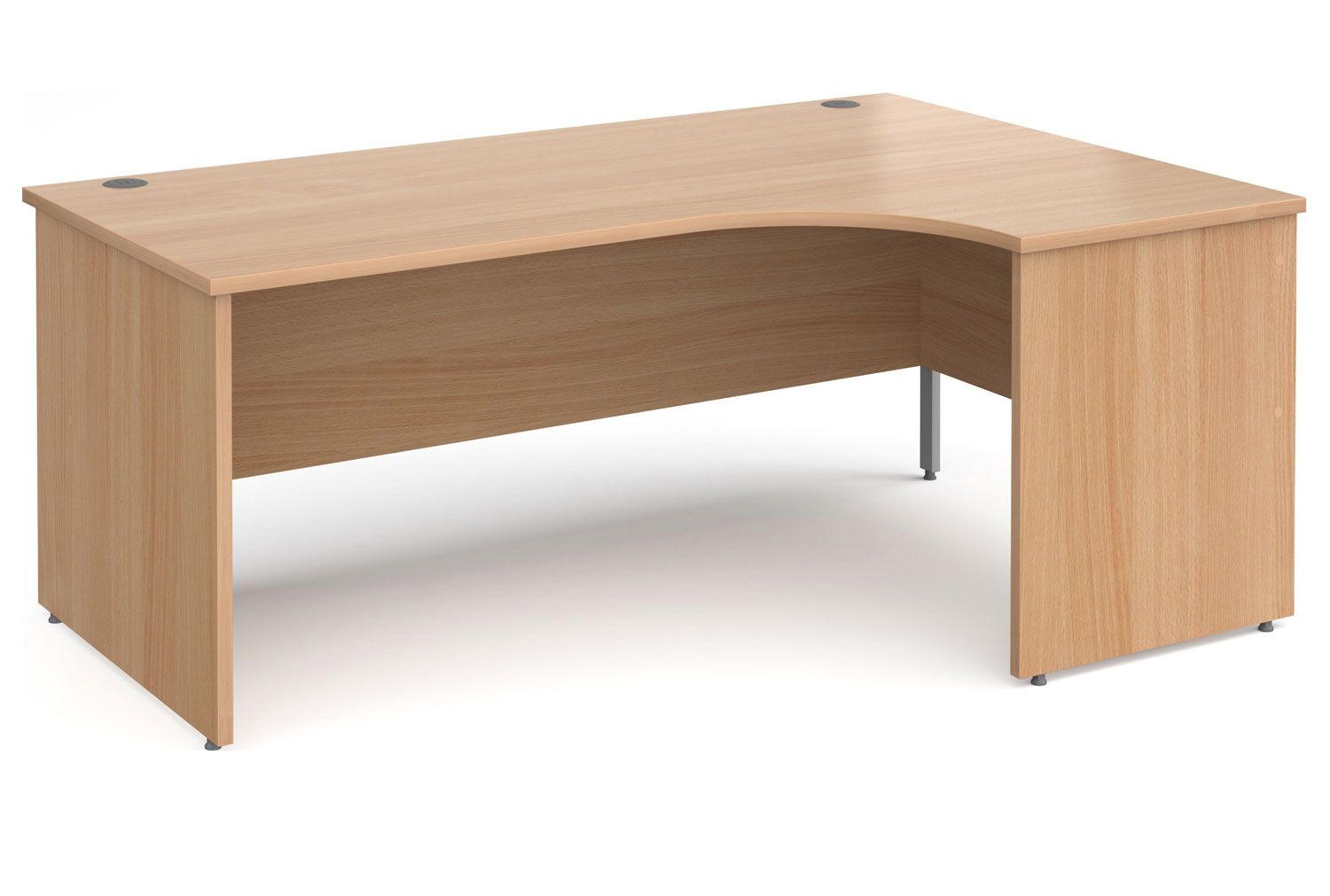 All Beech Panel End Right Hand Ergonomic Office Desk, 180wx120/80dx73h (cm), Fully Installed