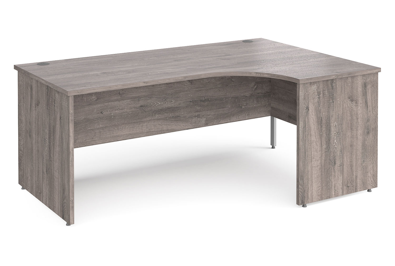 Tully Panel End Right Hand Ergonomic Office Desk, 180wx120/80dx73h (cm), Grey Oak, Fully Installed