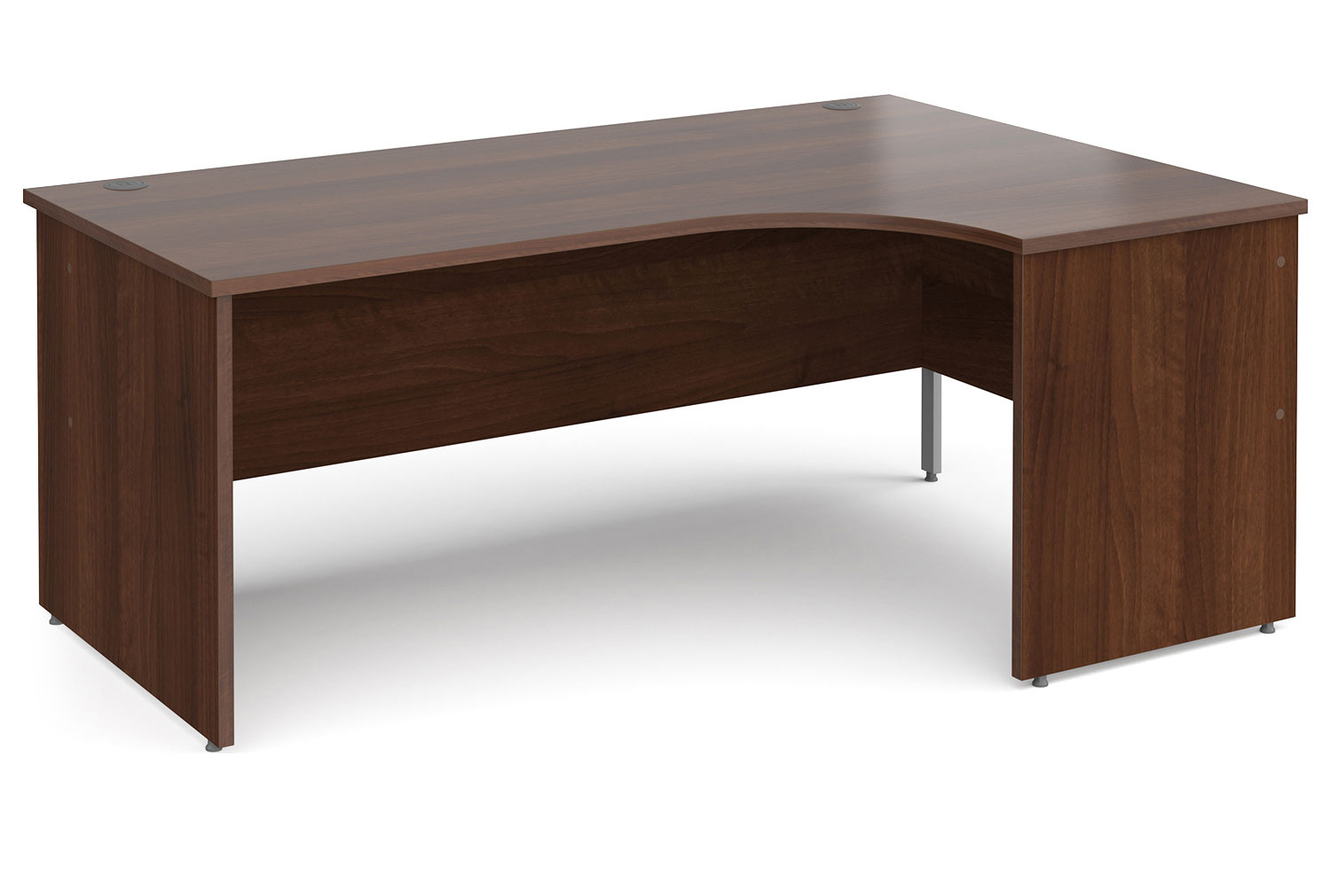 Tully Panel End Right Hand Ergonomic Office Desk, 180wx120/80dx73h (cm), Walnut, Express Delivery
