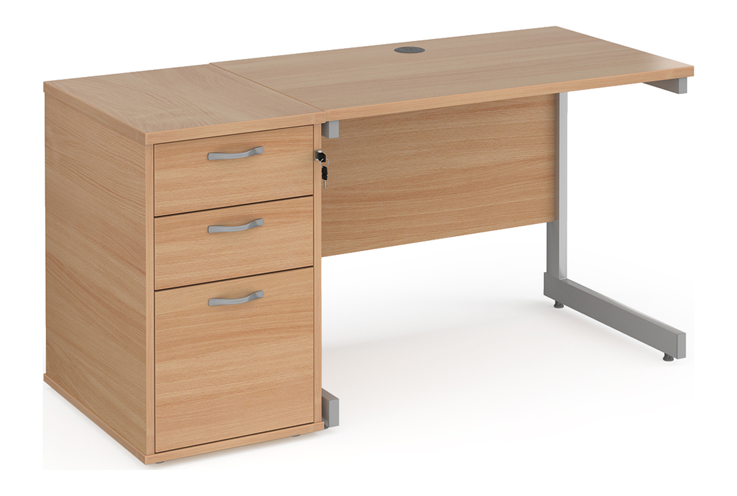 Thrifty Next-Day Office Desk Bundle Deal 4 Beech, 100wx60dx73h (cm), Express Delivery