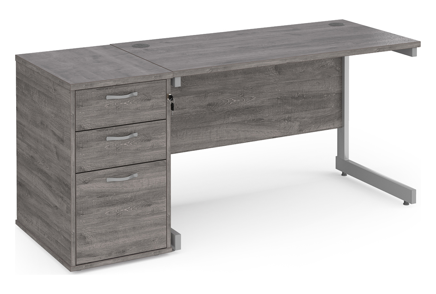 Thrifty Next-Day Office Desk Bundle Deal 4 Grey Oak, 120w60dx73h (cm), Express Delivery