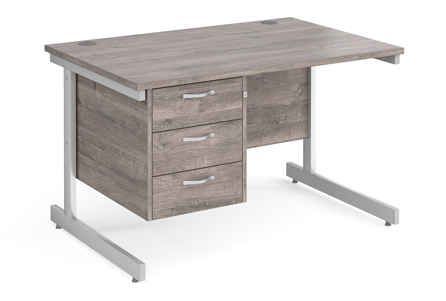 All Grey Oak C-Leg Clerical Office Desk 3 Drawer, 120wx80dx73h (cm), Express Delivery