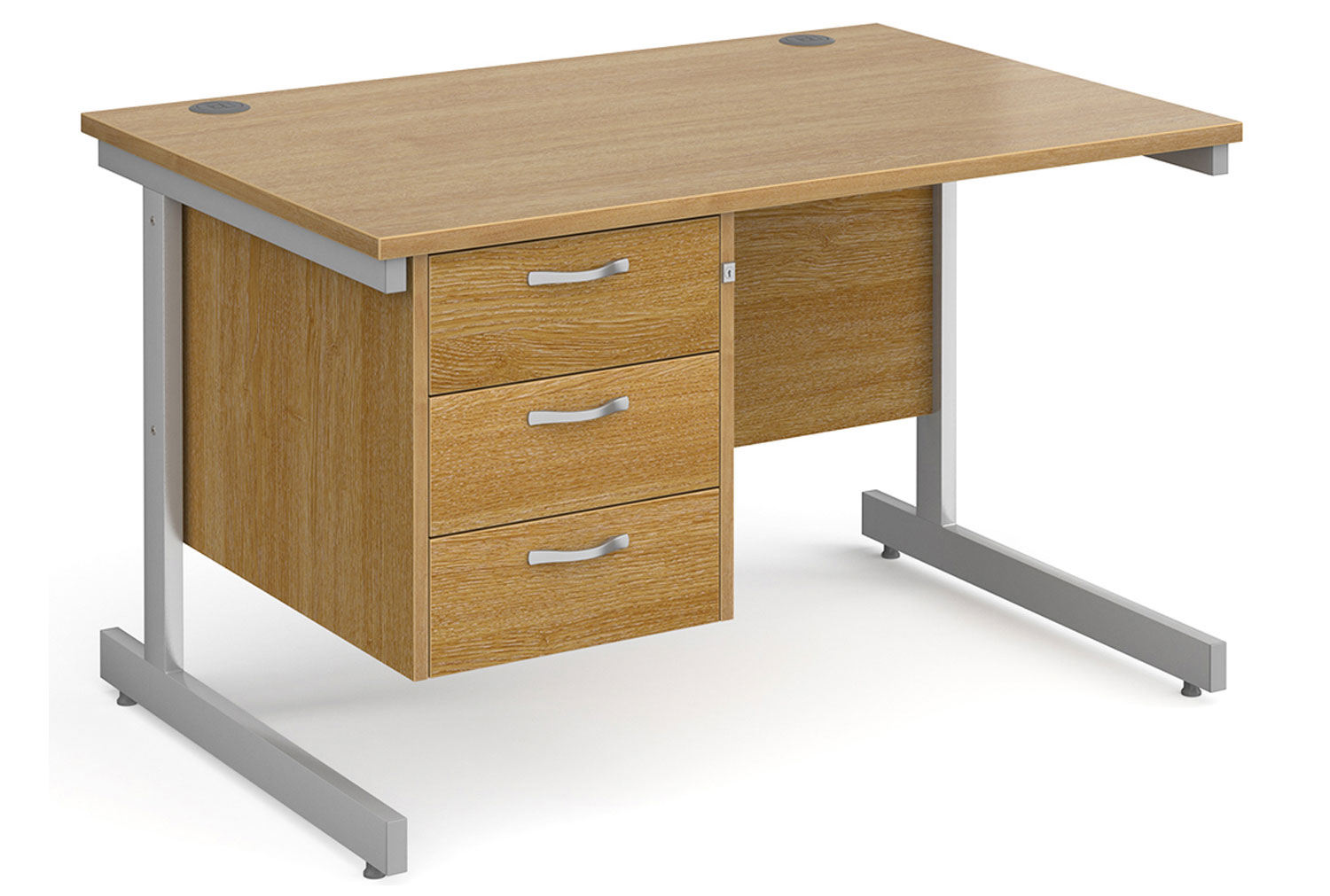 Thrifty Next-Day Rectangular Office Desk 3 Drawers Oak, 120wx80dx73h (cm), Express Delivery