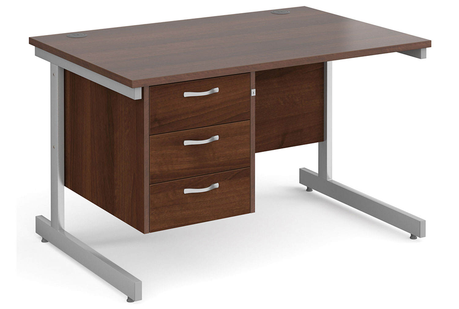 All Walnut C-Leg Clerical Office Desk 3 Drawer, 120wx80dx73h (cm)