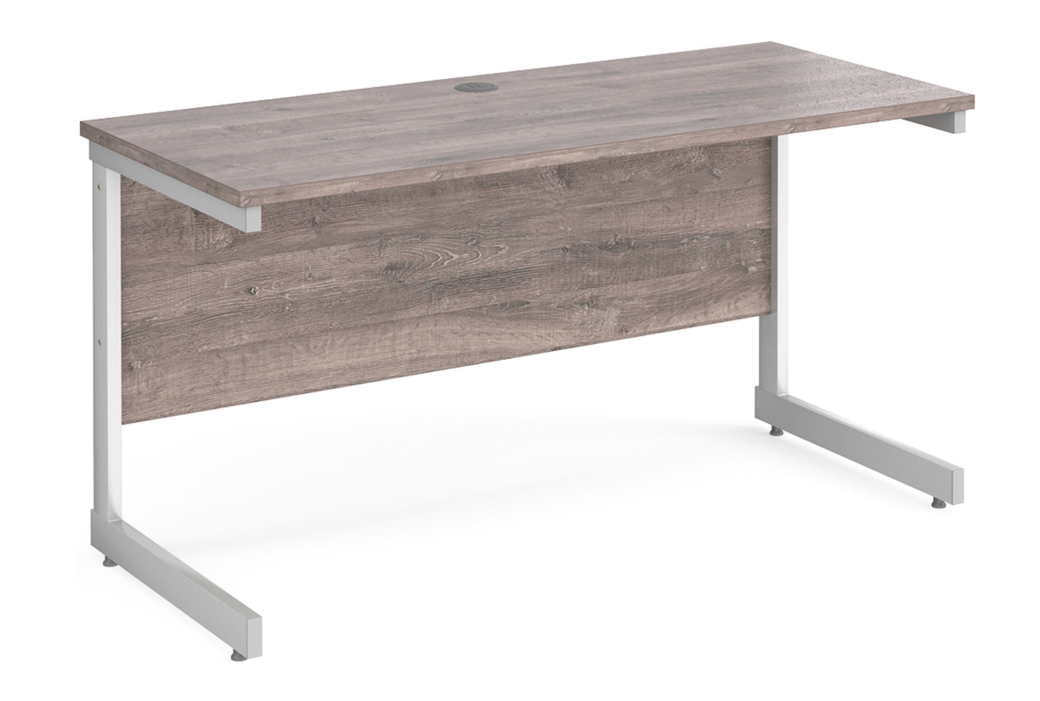 Thrifty Next-Day Narrow Rectangular Office Desk Grey Oak, 140wx60dx73h (cm), Express Delivery
