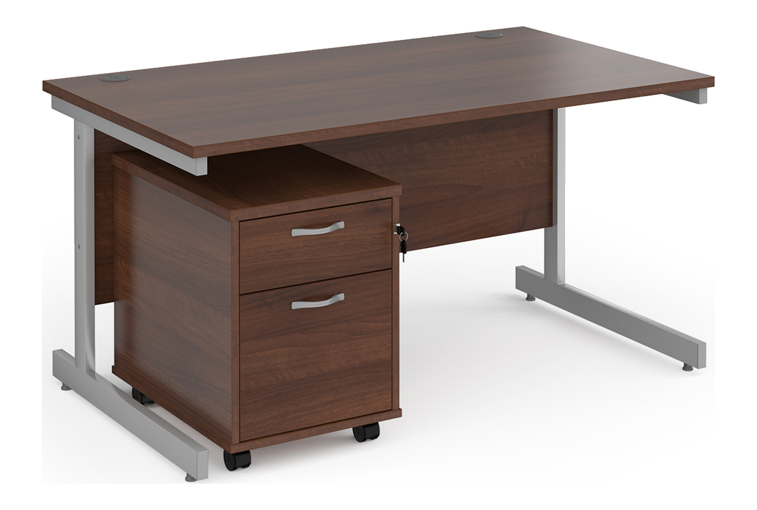 All Walnut Office Desk Bundle Deal 1, 140wx80dx73h (cm)