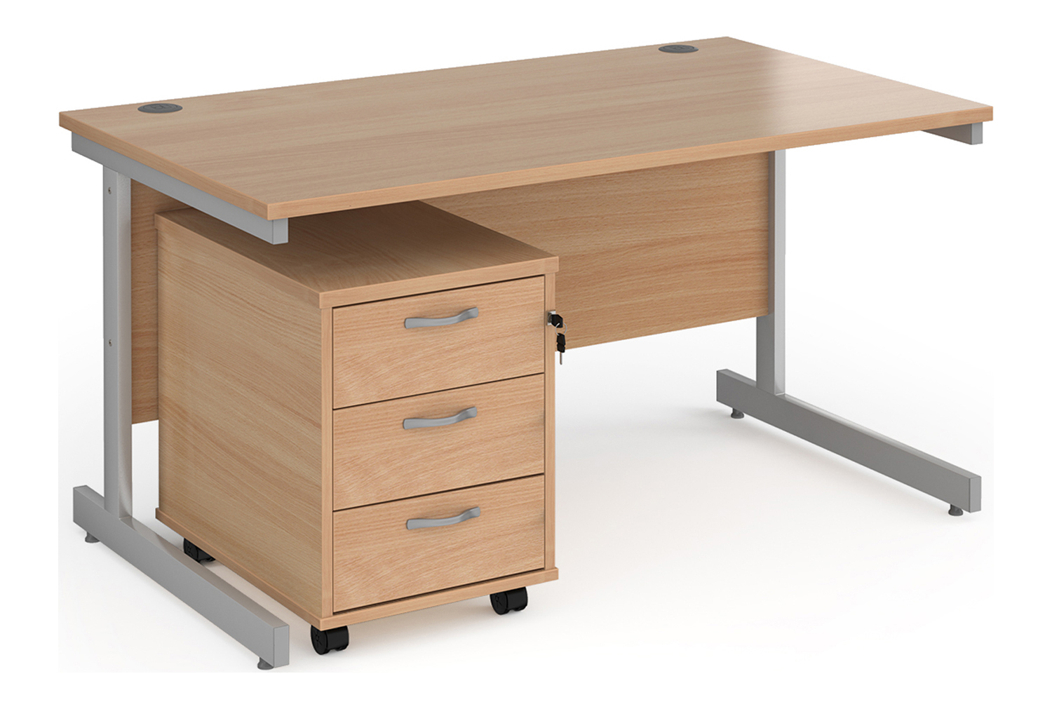 All Beech Office Desk Bundle Deal 2, 140wx80dx73h (cm), Fully Installed