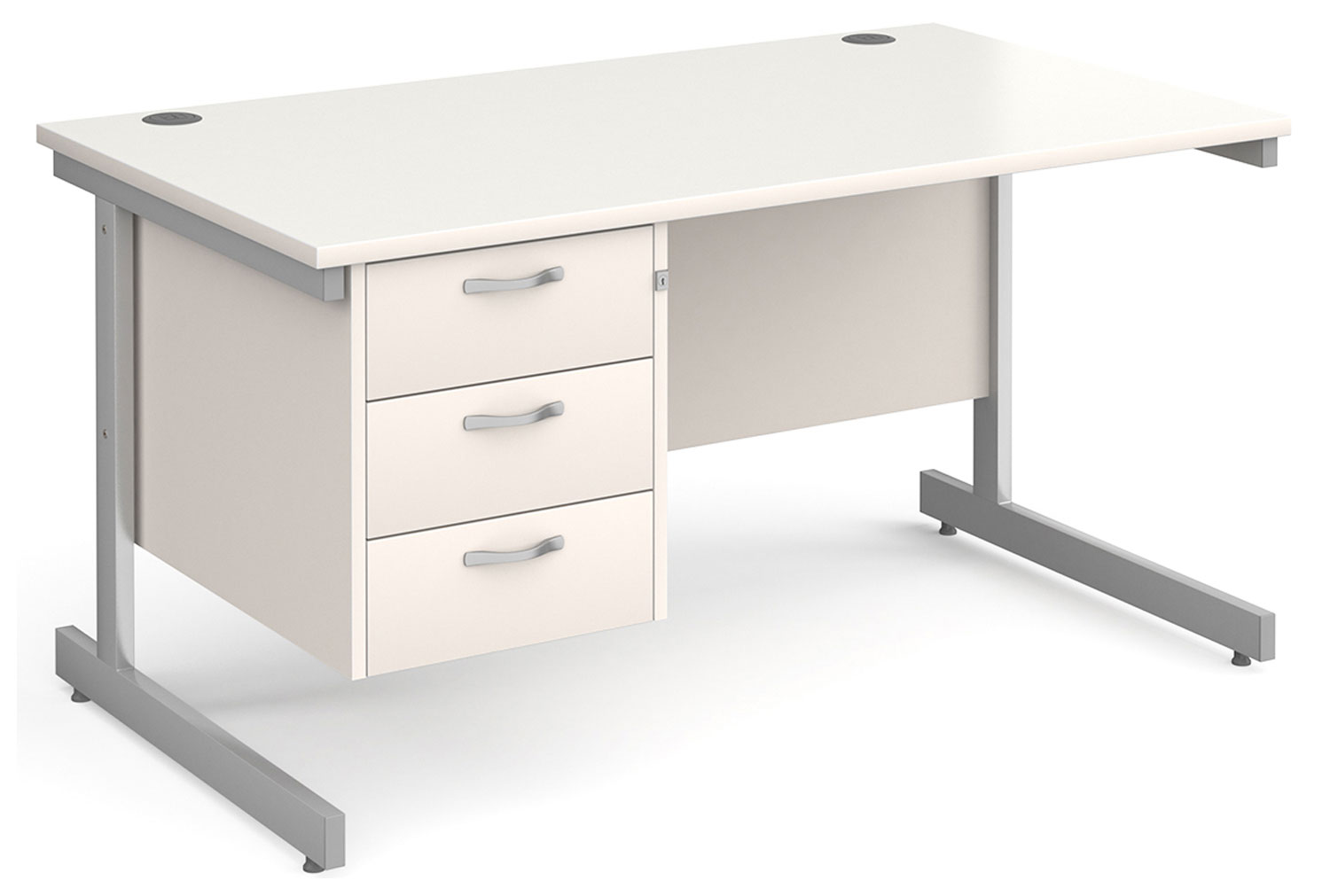 All White C-Leg Clerical Office Desk 3 Drawer, 140wx80dx73h (cm), Express Delivery