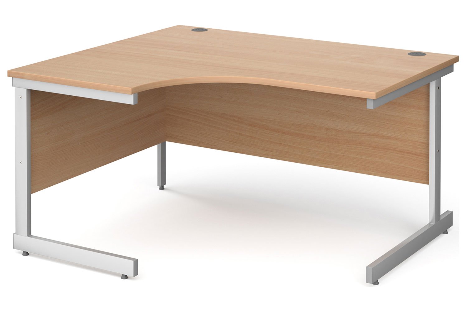 Thrifty Next-Day Left Hand Ergonomic Office Desk Beech, 140wx120/80dx73h (cm), Express Delivery